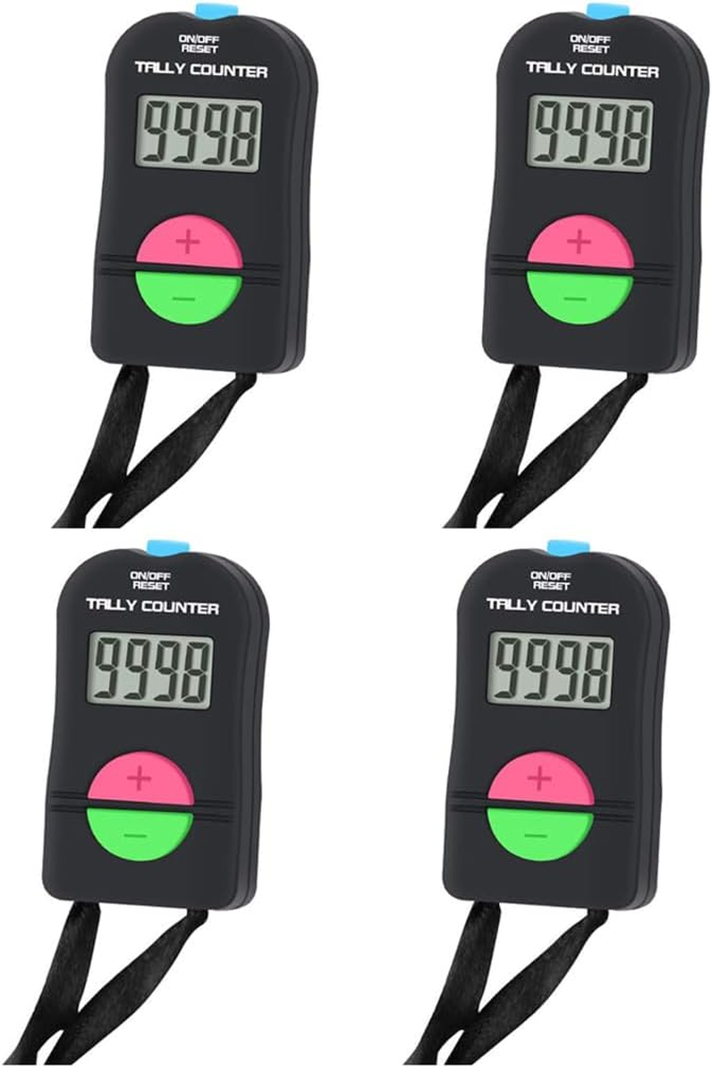 4 Pieces Digital Hand Tally Counter Golf Sports Counter Electronic Add Subtract Manual Clicker Handheld Mechanical Number Click Counter with Neck Lanyard image number 1