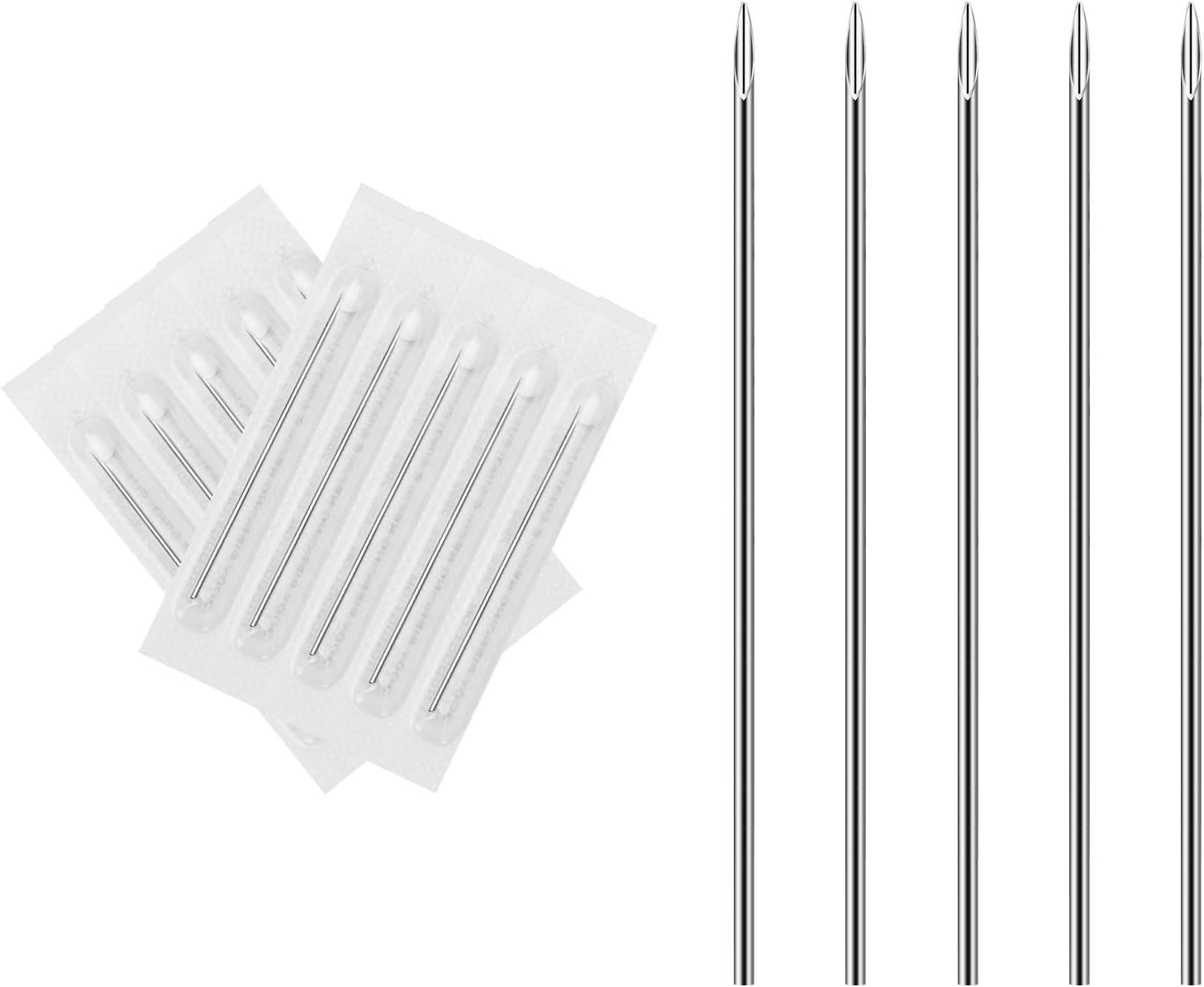 ATOMUS Body Piercing Needles, 10Pcs Stainless Steel Sterile Disposable Ear Nose Navel Nipple Lip Piercing Needles image number 1