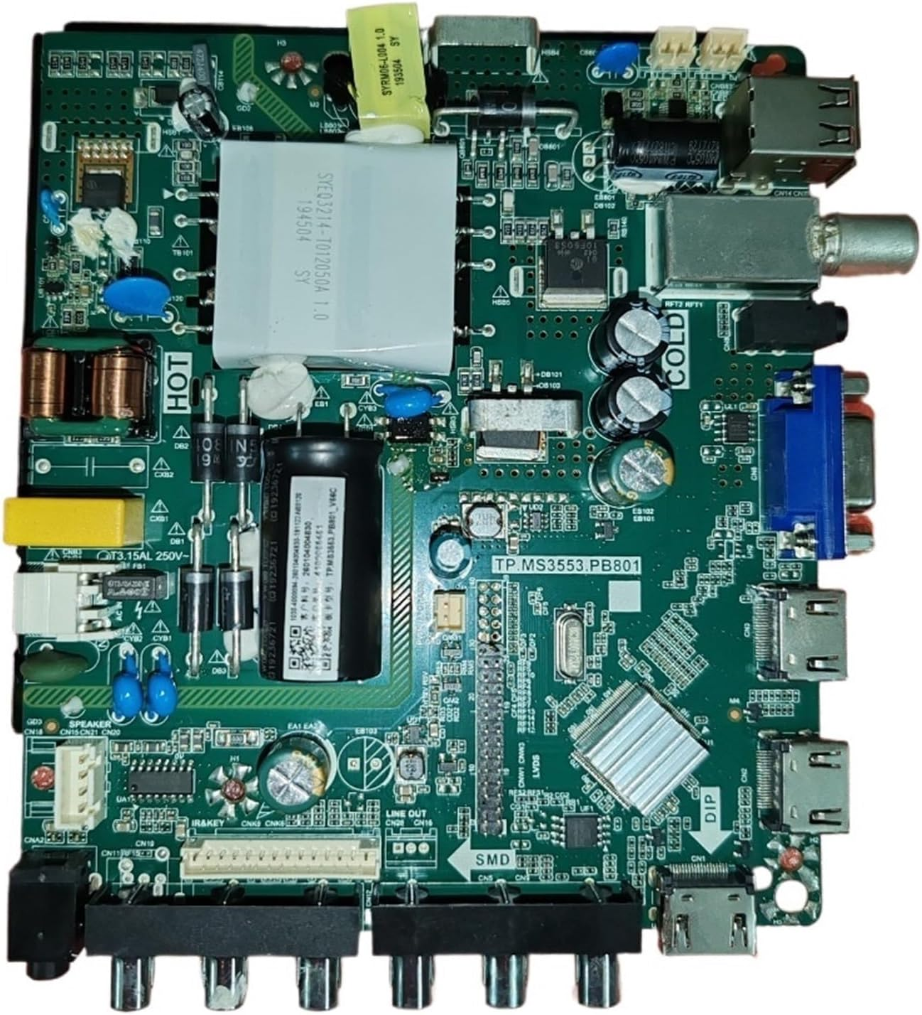 TP.MS3553.PB801 ，Compatible for Haier， TV Motherboard Physical Photo, Tested, Three Different Transformer Specifications V56C(Green Transformer)