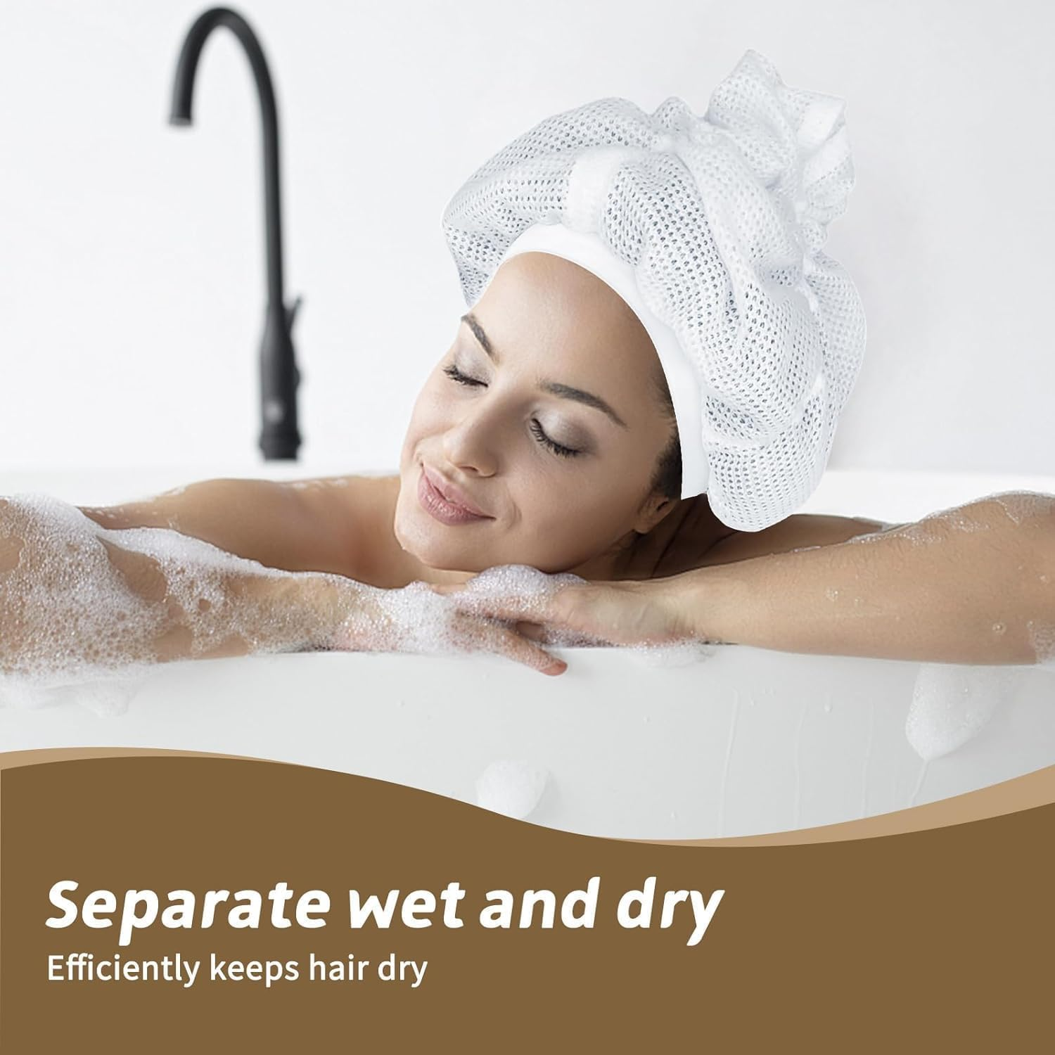 Net Plopping for Curly Hair,Upgraded Net Plopping for Curly Hair Drying, Net Plopping Bonnet with Drawstring, Adjustable Net Plopping Cap (White) image number 3