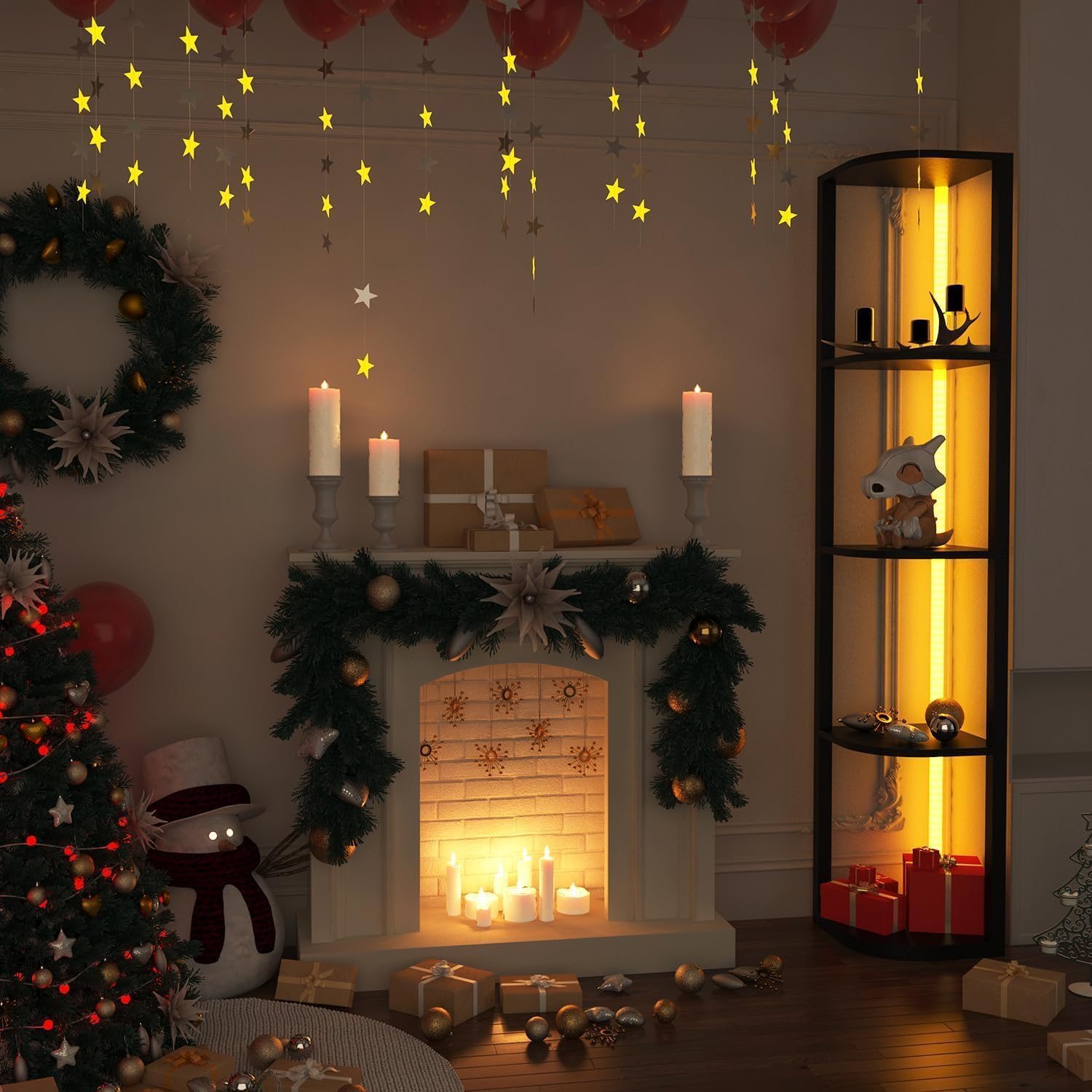 Corner Floor Lamp with 5-Tier Display Shelves, 162Cm LED Floor Lamp RGB Dimmable Colour Changing with APP, Standing Mood Lighting for Living Room, Gaming Room image number 6