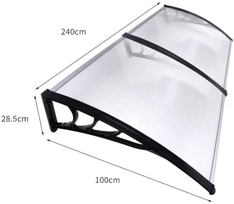 Mountview Window Door Awning Canopy Transparent PC Panel with Black Bracket Outdoor Door Canopy Sun Shade Shelter, Patio Terrace Garden Baconly Porch Shield Rain Snow Eaves Cover Protector,1Mx2.4M DIY