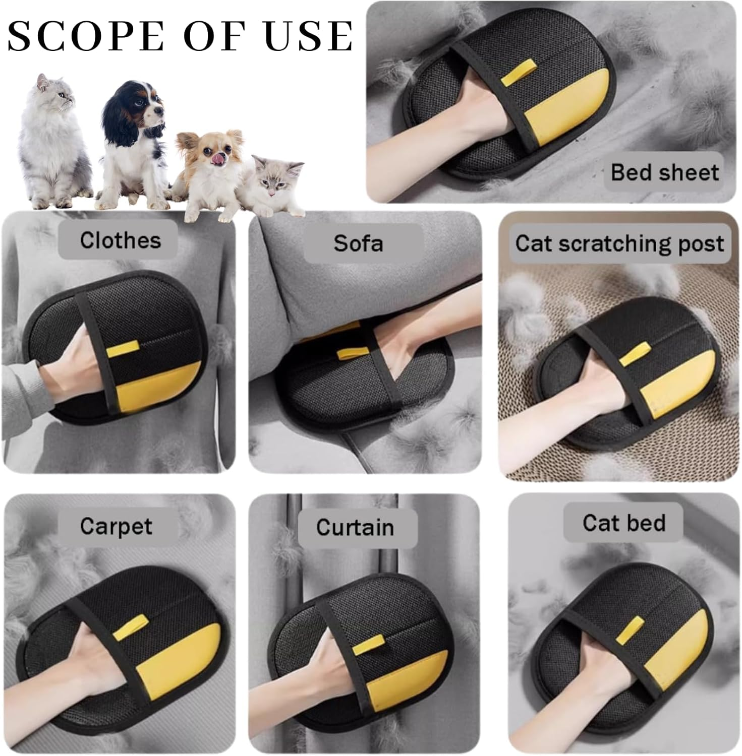 Acssart Pet Hair Removal,Beyond Draw Upgraded Electrostatic Pet Hair Velour Remover Gloves, Reusable Grooming Mitt for Cats & Dogs,Perfect for Sofa, Carpet & Car Interior (1) image number 2