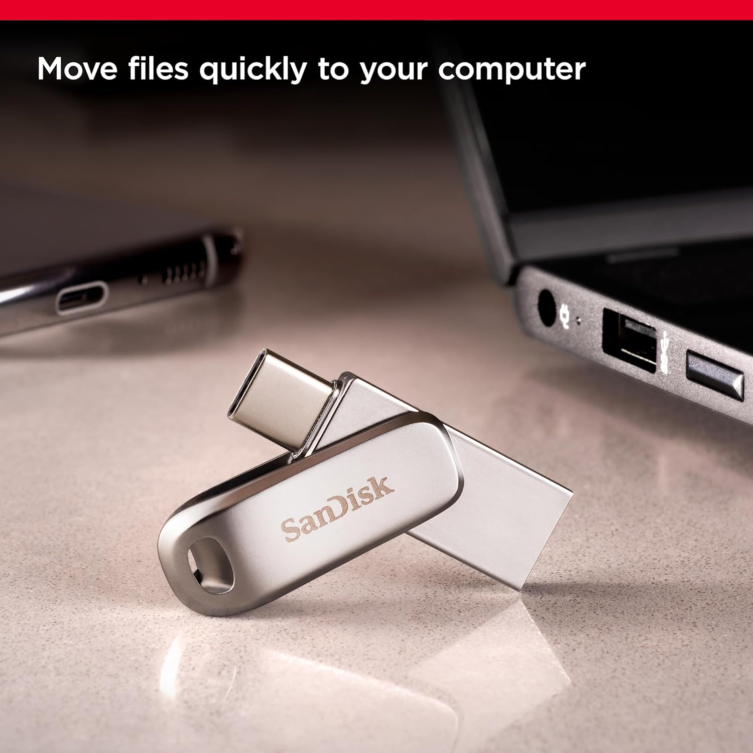 Sandisk 64GB Ultra Dual Drive Luxe USB Type-C - up to 400Mb/S - SDDDC4-064G-GAM46 image number 1