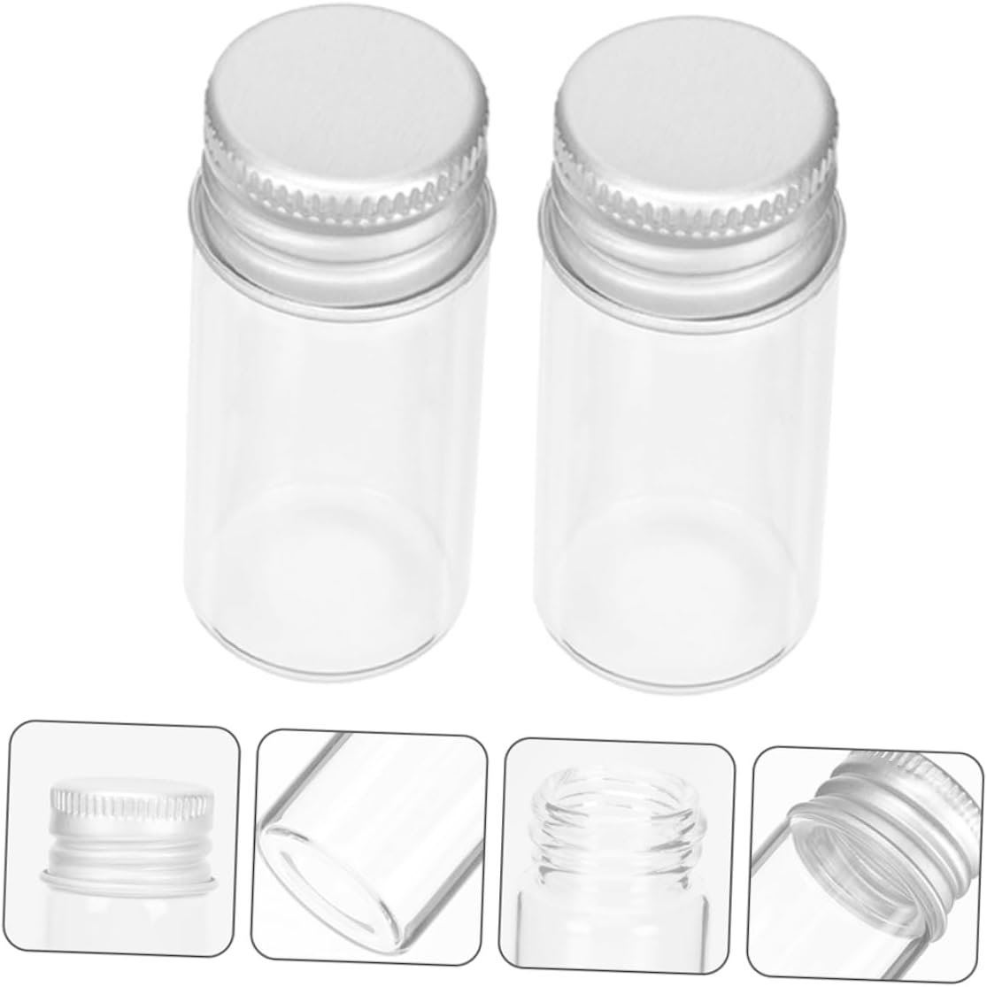 WOONEKY 24Pcs Tiny Glass Vials Screw Caps Mini Glass Bottles for Sample Storage Leakproof image number 1