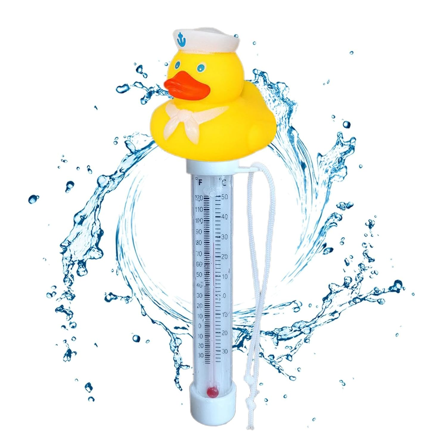Floating Pool Temperature Gauge | Duck Easy Read Temperature Meter with String,Temperature Meter for Hot Tub, Spa, Swimming Pools, Fishing Pond