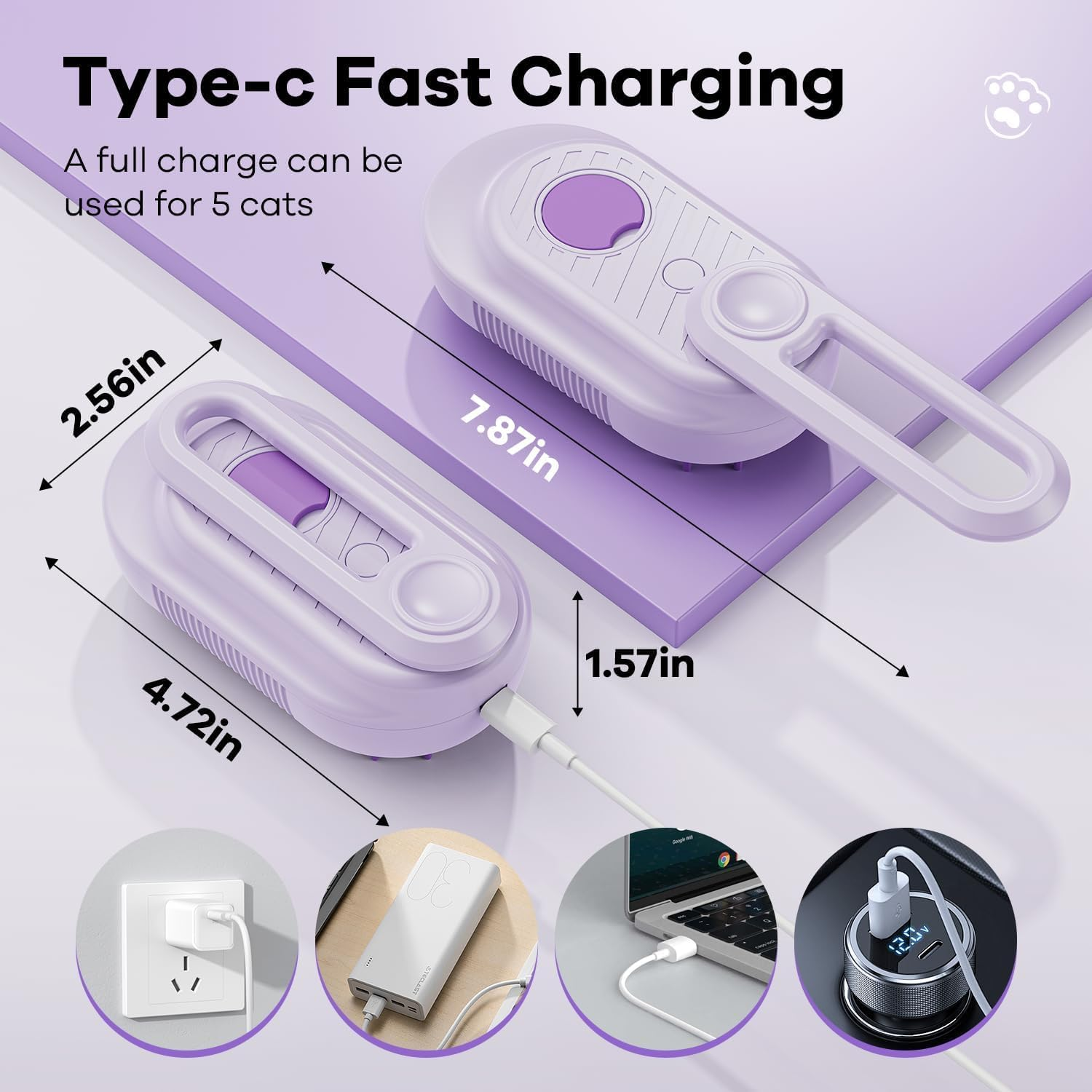 TONOS Cat Brush with Steam, 5-In-1 Steam Brush, Cat Brush, Dogs and Rabbits, Rechargeable Pet Steam Brush with Water Tank, Massage, Care and Hair Removal for Cat, Dog image number 2