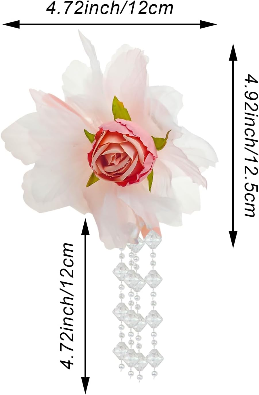 2 PACK Flower Tassels Hair Clips, Medium Flower Clips for Thick Thin Hair, Beautiful Girls Flower Hair Claw Clips Non Slip Hair Accessories for Women Girls image number 3