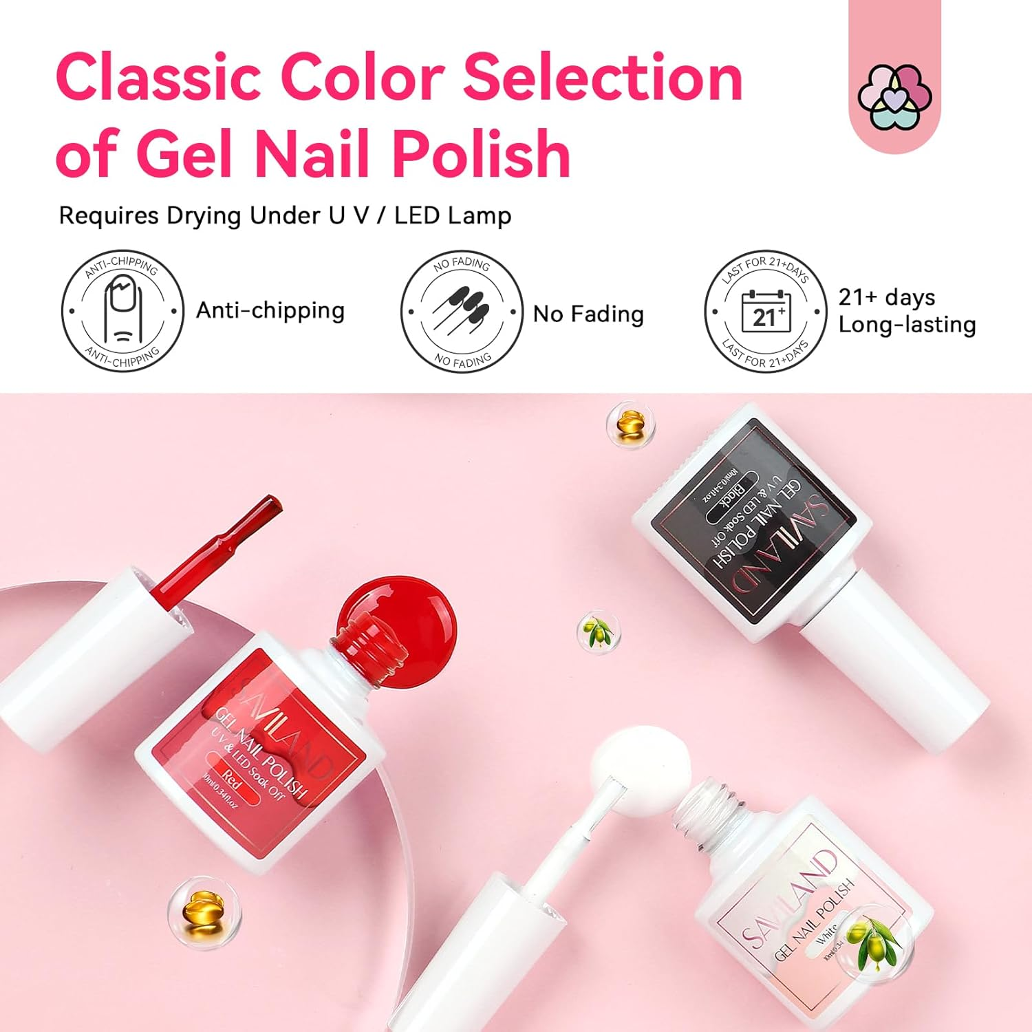SAVILAND Acrylic Nail Kit with Drill: Professional Acrylic Nail Set for Beginners with Everything U V Light 3 Colors Gel Polish Decorations Nails Tools for Home Salon Use Christmas Gift Set image number 2