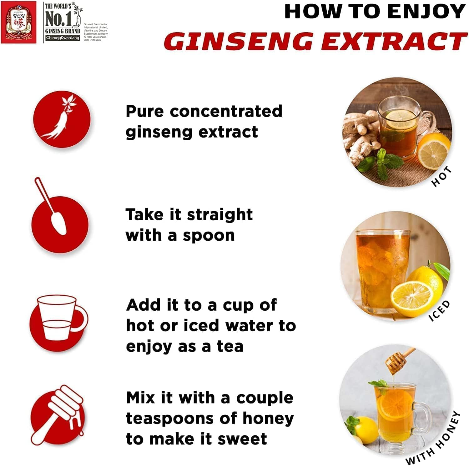 Cheongkwanjang Premium Non-Gmo Korean Ginseng Liquid Extract - Immune Boosting Health Supplement for All Ages - Vegan Red Ginseng Supplement Providing Sustained Energy & Focus - 120G image number 2