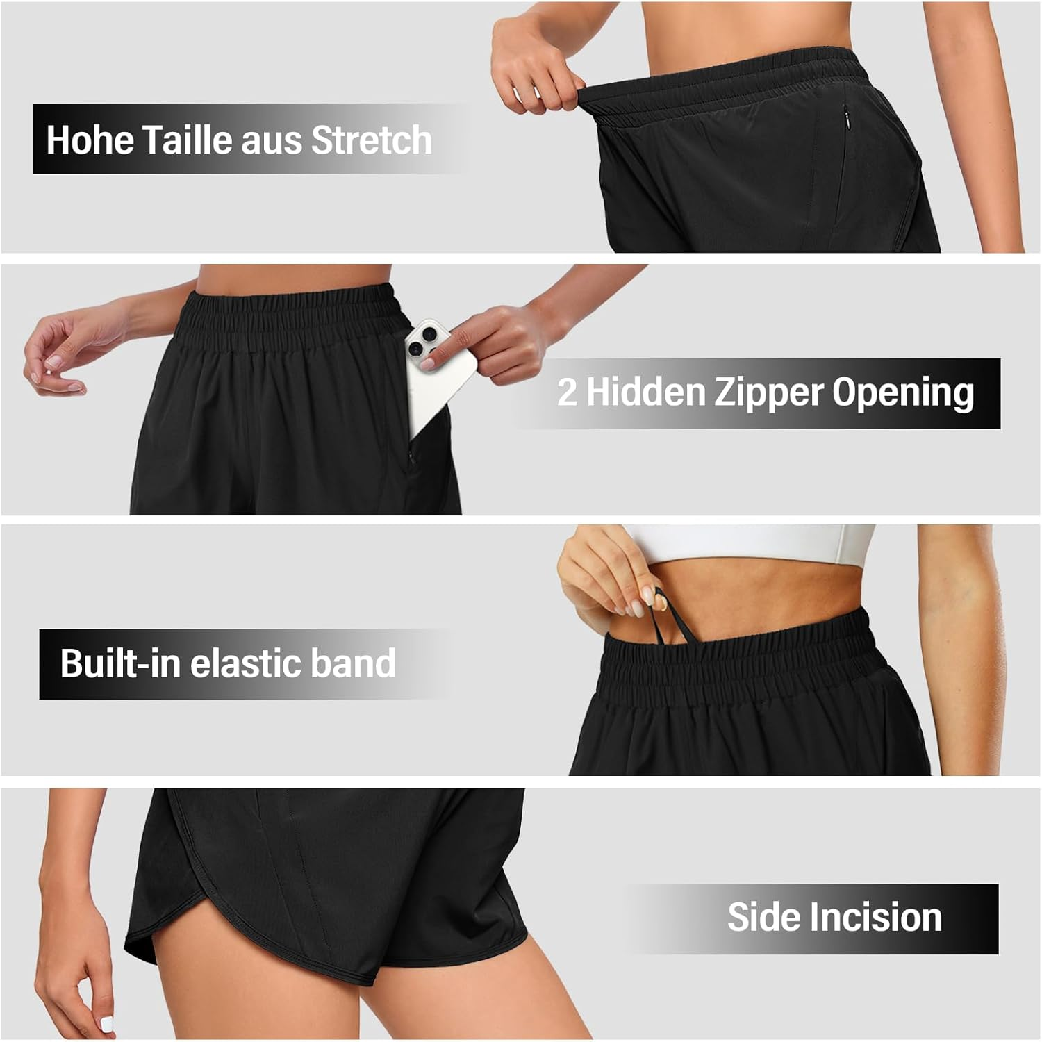 Viiotu Running Shorts Women with Linner Quick Dry, High Waisted Gym Shorts Women Zipper Pockets, Athletic Womens Shorts for Outdoor Sports