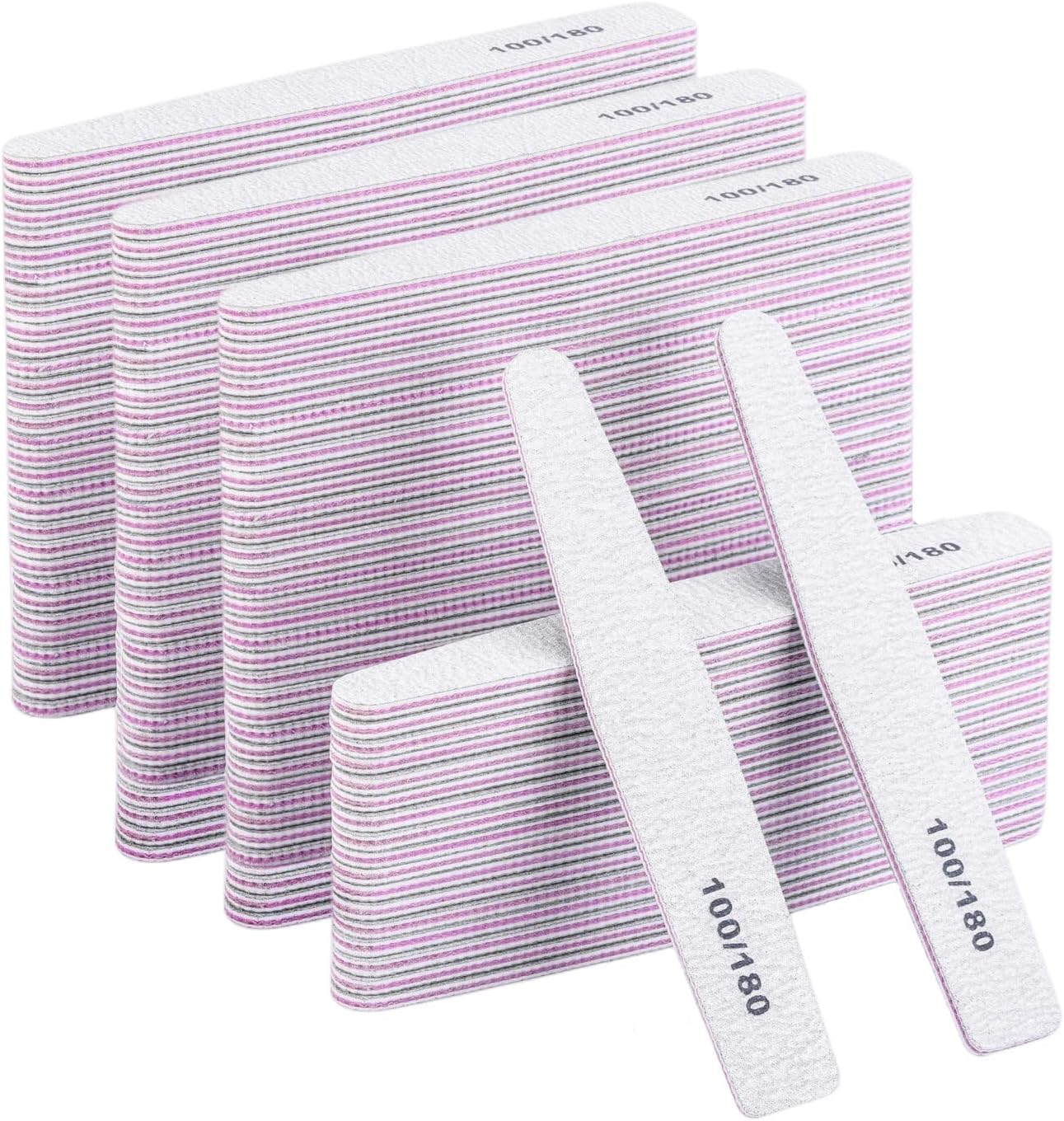 BTYMS 50 Count 100/180 Grit Nail Files for Acrylic Nails, Double Sided Emery Boards Reusable Nail Buffing Files image number 5