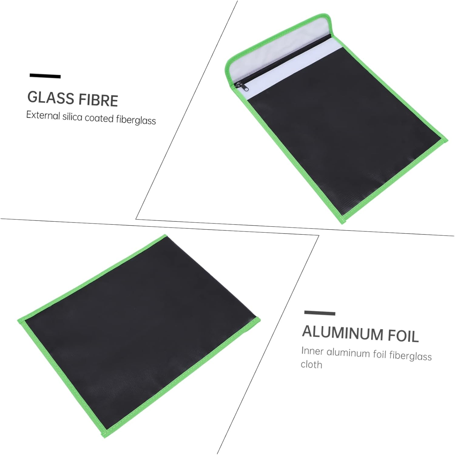 GRIRIW Fireproof File Bag Waterproof Pouch 37.5X28.5Cm Black Explosionproof Document Storage Bag for Battery Protection and Important Paper Safe image number 3