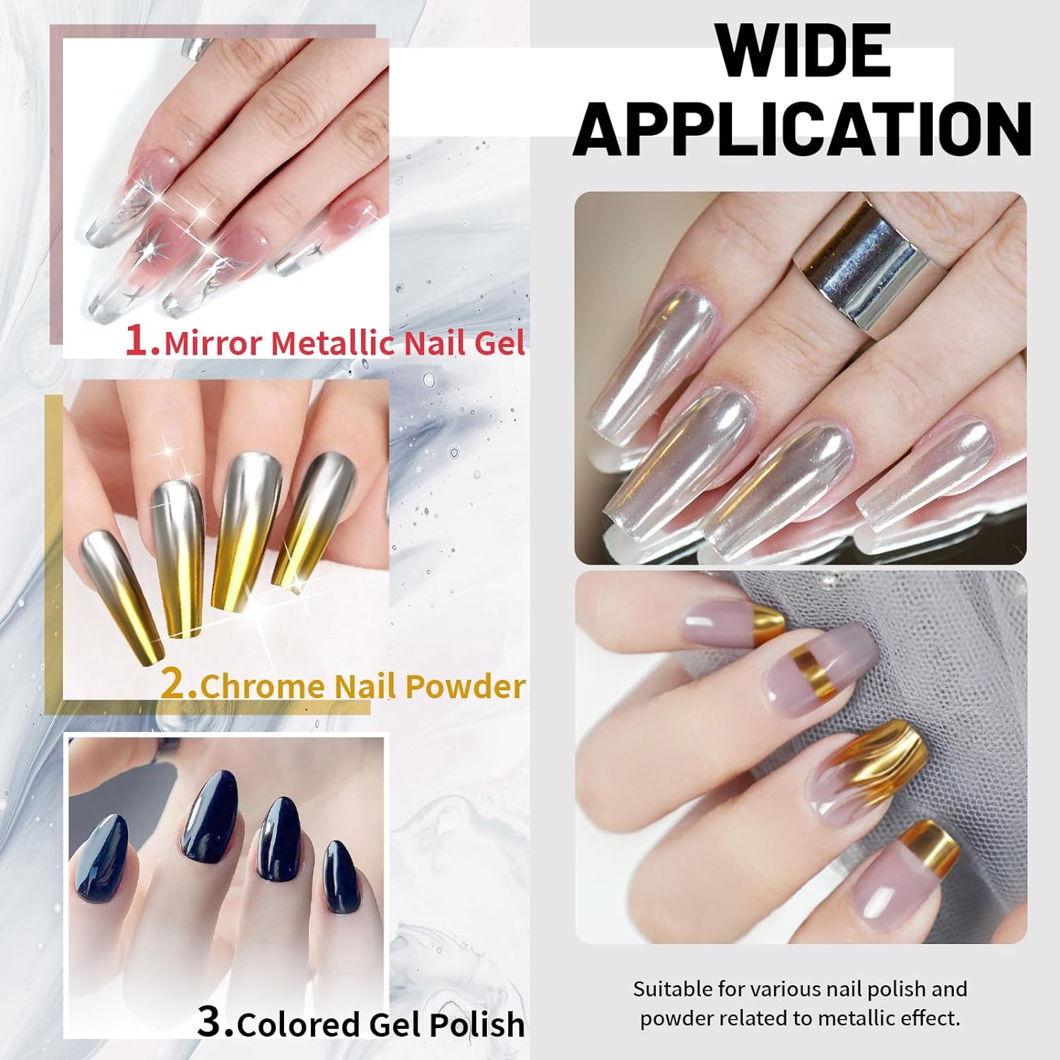 15Ml Base Coat for Metallic Painting Gel, No Wipe Base Gel Polish for Metallic Gel Nail Polish, Chrome Nail Polish, Chrome Nail Powder, Mirror Nail Gel, Easy to Make Mirror Chrome Effect image number 2