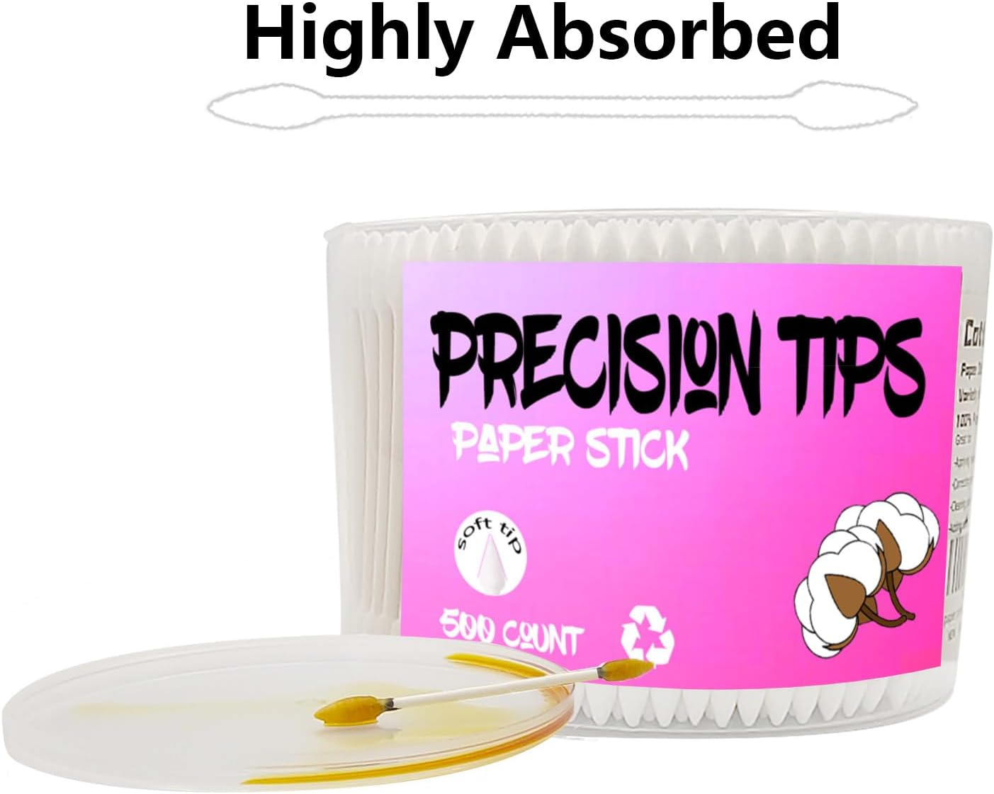 Pointed Tip Cotton Swabs,500 Count Cotton Buds,Double Precision Tips with Paper Stick for Personal Care and Makeup image number 3