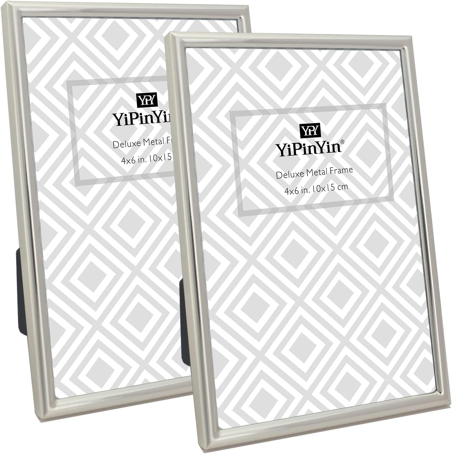 Yipinyin 4X6'' Simply Silver Metal Picture Frame 2Pack, Elegant Silver Plated Photo Frames 4 X 6'' with Soft Touch Velvet Backing for Desktop and Wall D&eacute;cor image number 3
