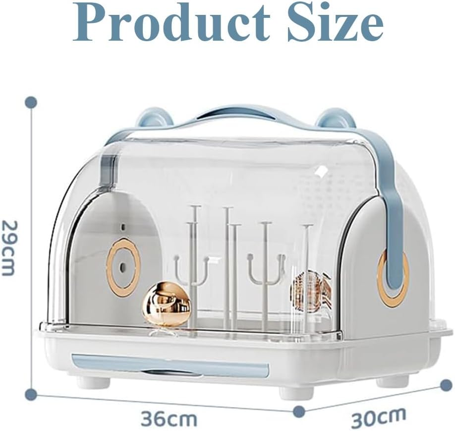 Baby Bottle Countertop Drying Rack, Dustproof Feeding Cup Holder, Baby Cup Storage Box, Removable Drain Tray, Transparent Clamshell Design for Bottles, Teats image number 3