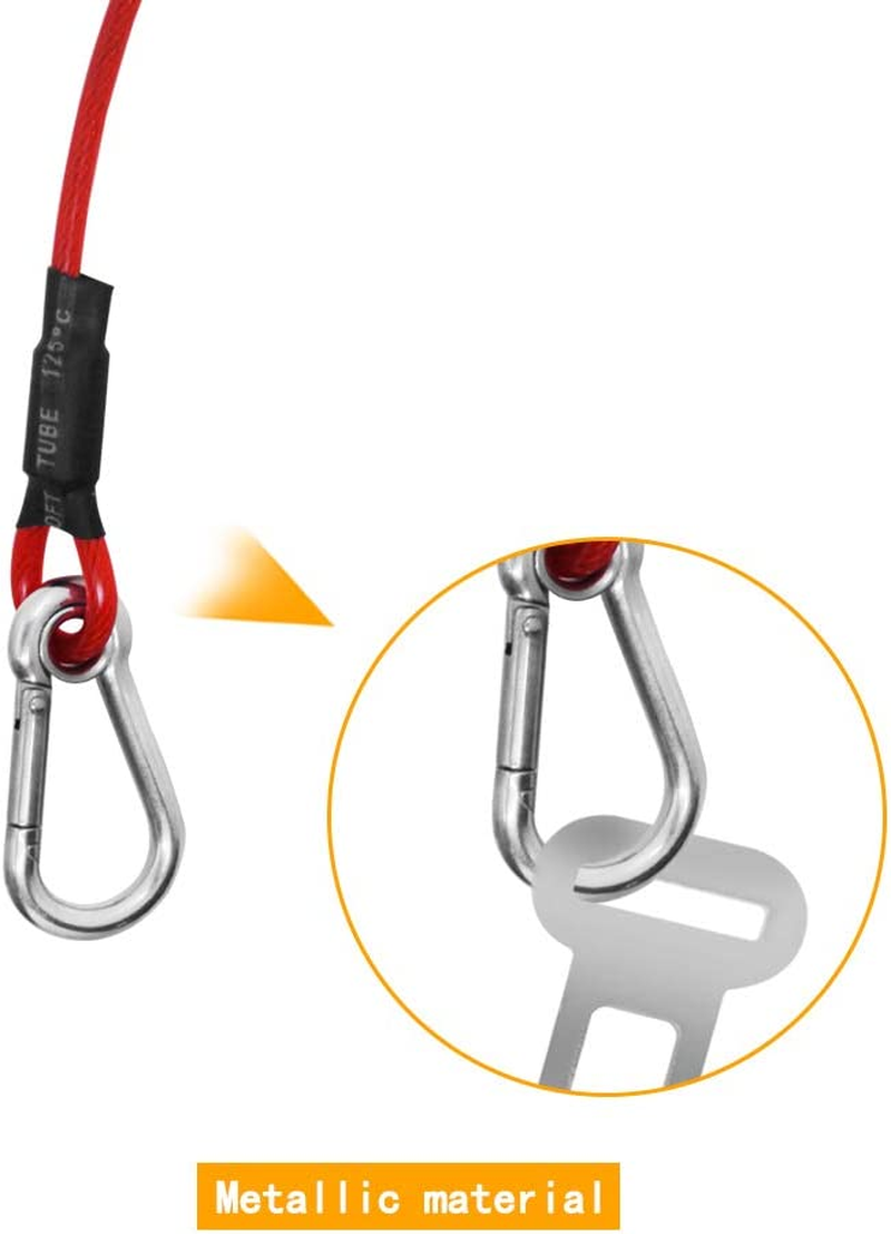 Sonku Dog Car Seat Belt Restraint, 2 Pcs Proof Steel Cable Safety Vehicle Belt Fit for Small,Medium,Large,And X-Large Dogs-Red image number 2
