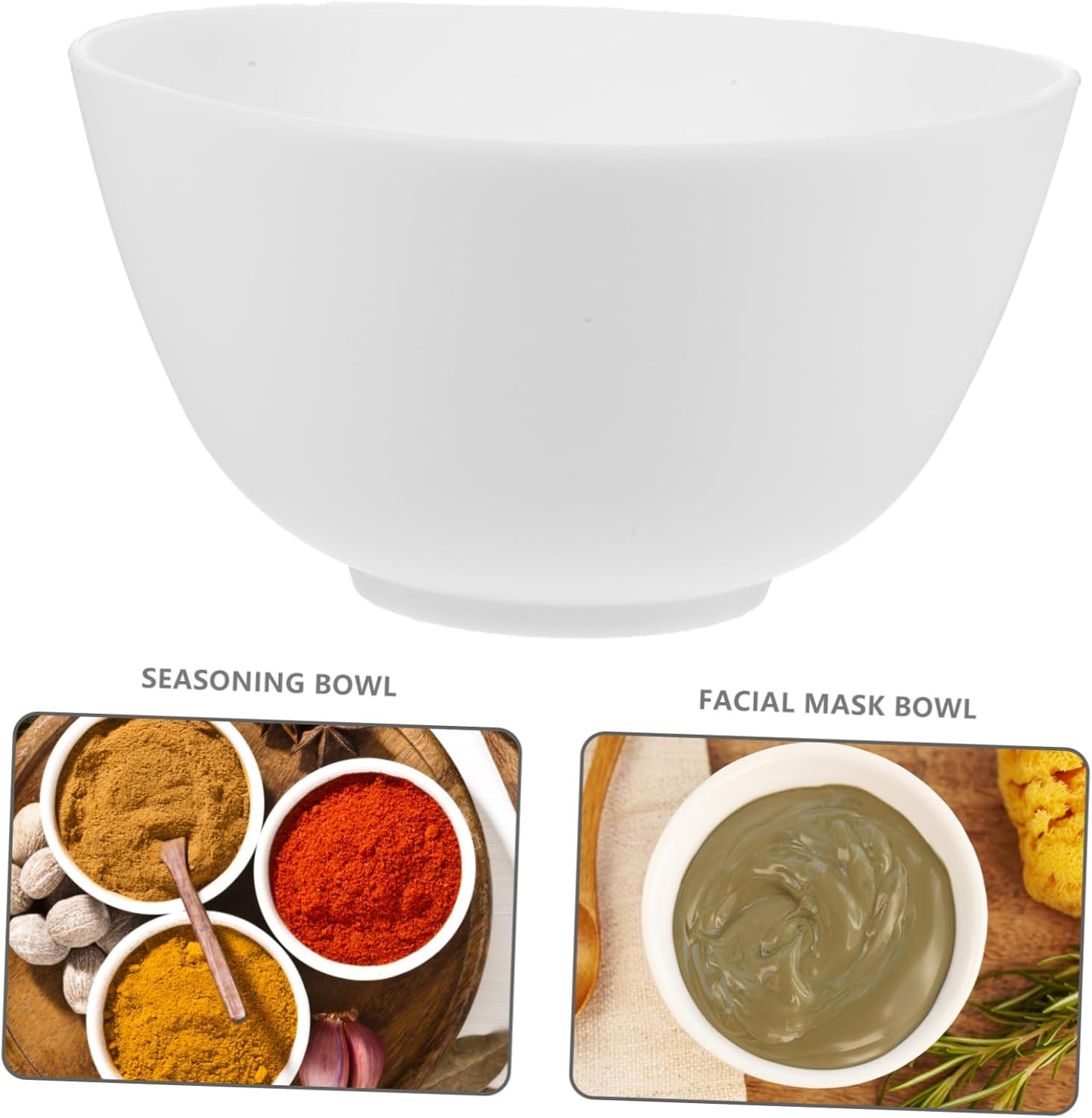 MERRYHAPY Silicone Bowl for Home Use Odorless Anti-Drop Mask Mixing Prep Measuring Bowl White Reusable for Facial Masks - Green image number 6
