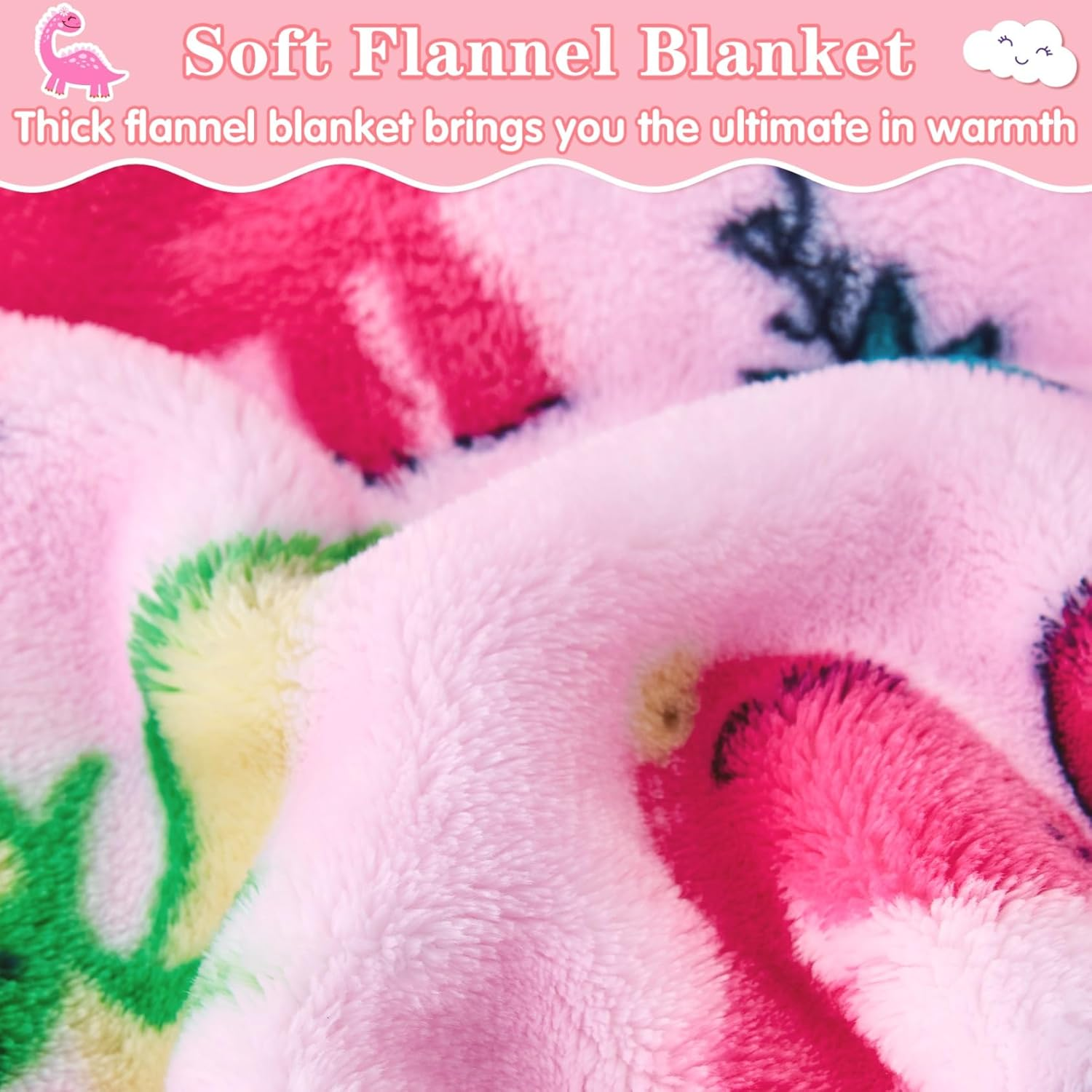 Lukeight Pink Dinosaur Toddler Blanket for Girls and Boys, Plush and Thick Girls Blanket Birthday Gifts for Toddler and Baby (Dinosaur, 30X40 Inches)
