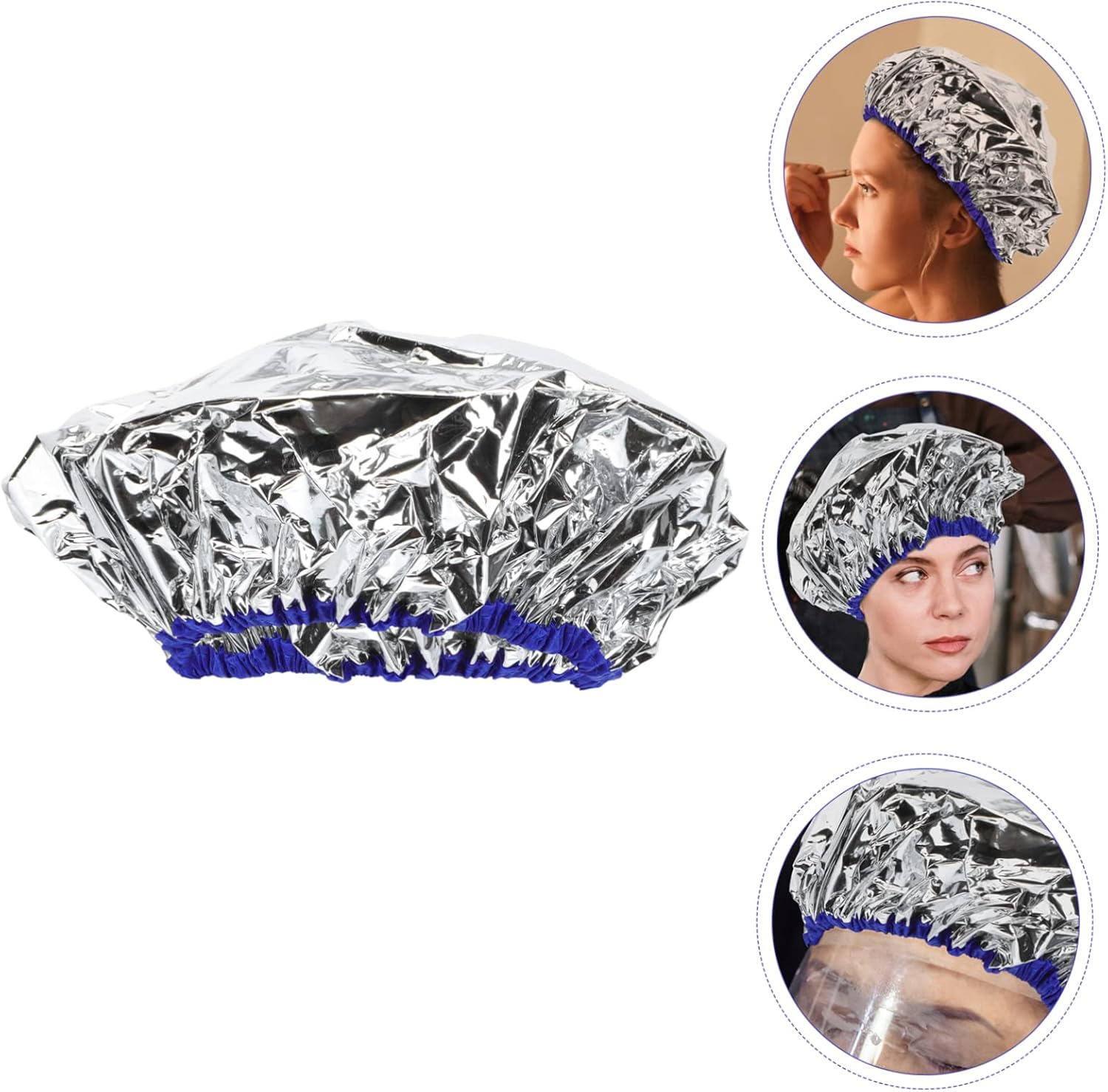 CALLARON 1Pc Heating Hair Processing Cap Reusable Foil Hair Care Cap for Deep Conditioning Heat Insulation Elastic Design for Home Salon Use Silver image number 1