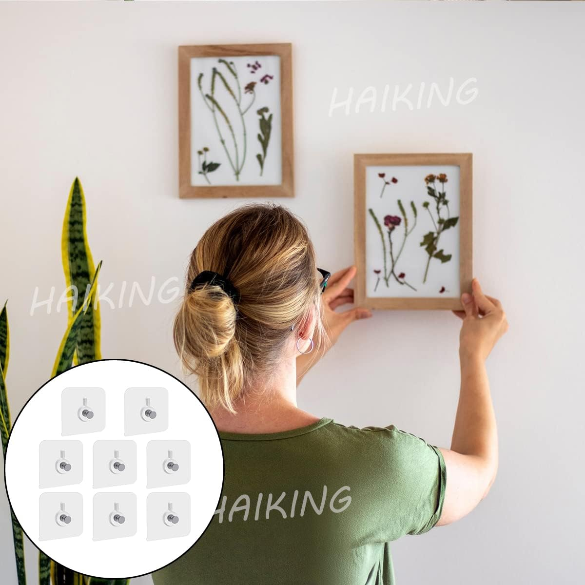 HAIKING Adhesive Wall Hook, 8 Pcs Adhesive Wall Screws Hanging Nails for Bathroom Kitchen Shower Room (2.24 * 2.24In image number 5