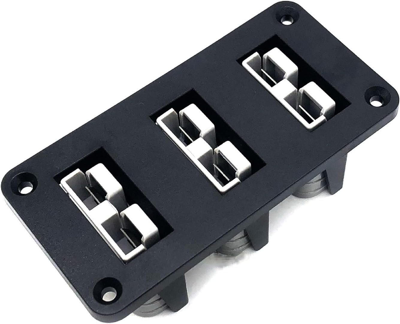 Triple 50A Anderson Plug Flush Mount Black Bracket, Vertical Wall Installation, Heavy-Duty Power Distribution System image number 2