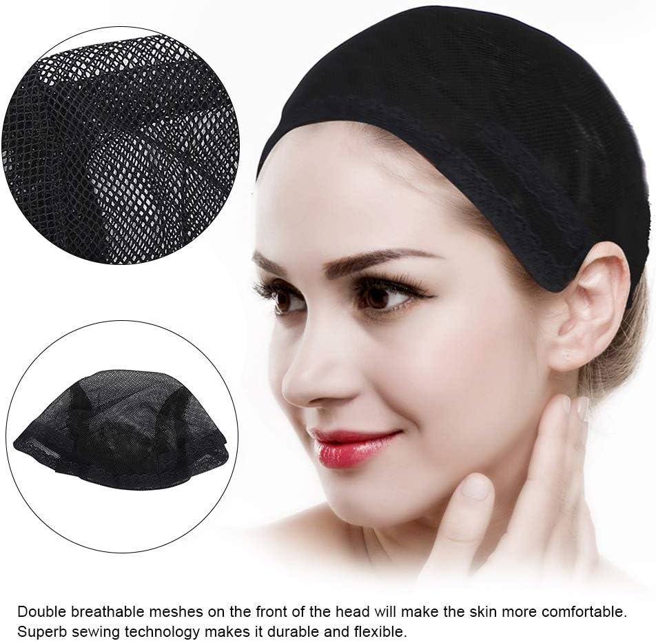 Wig Hair Net Black Hair Net Wig Cap Elastic Dome Hairnet with Adjustable Strap for Wigs Making image number 4