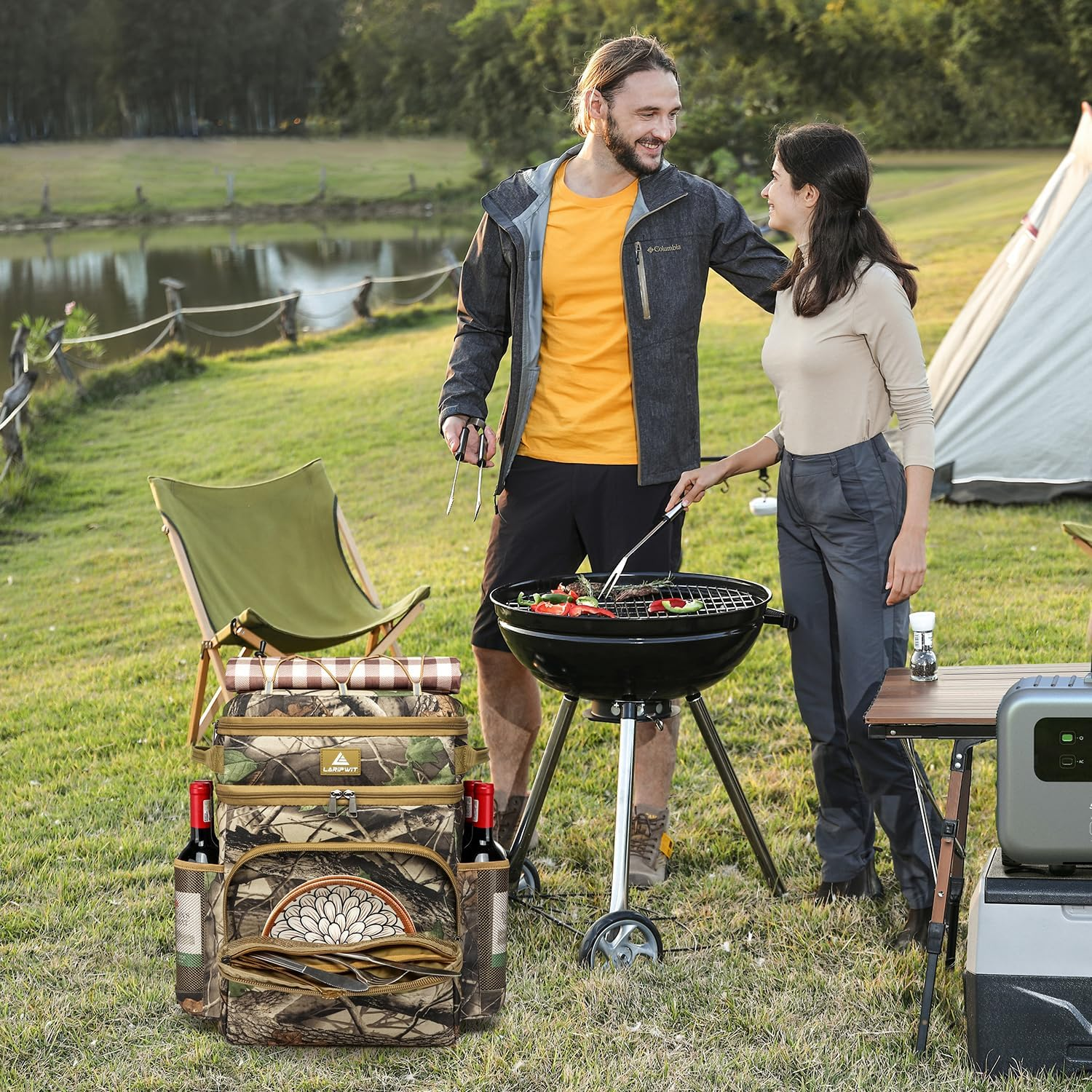 Laripwit Cool Backpack 54 Cans Thermal Cooler Bag Backpack Large Insulated Camouflage Double Deck with Cooling Compartment for Men Women - Perfect Picnic Travel Camping Tactical Beach image number 5