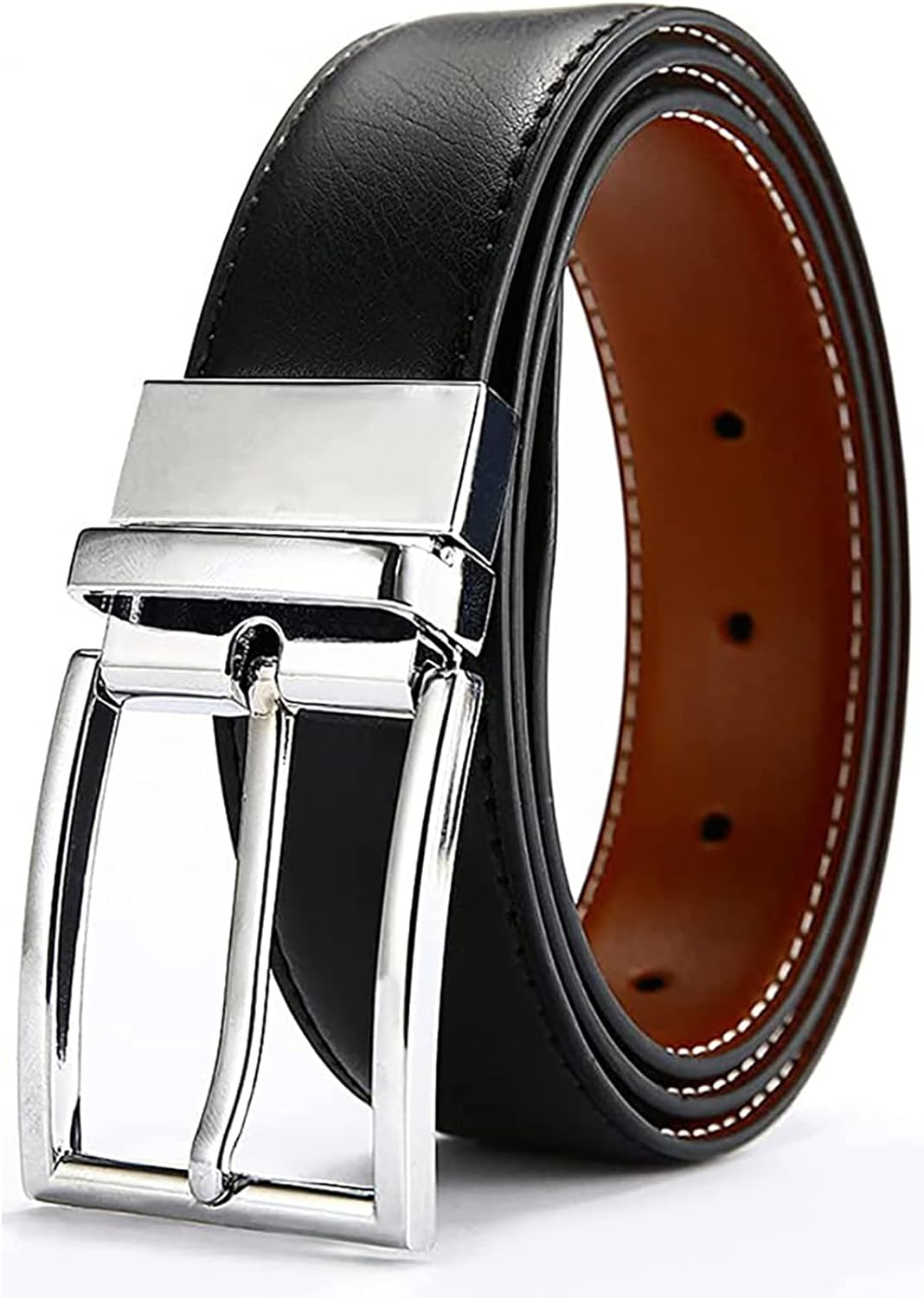 Mens Reversible Leather Belt, Wetoper Leather Belts for Men 1.3" Wide with Rotated Buckle Great for Jeans,Casual & Business Work