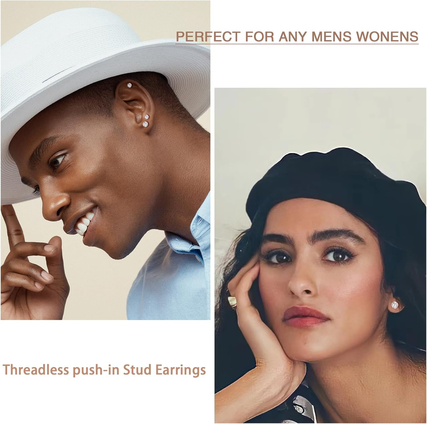 5-6 Pairs Push-In Flat Back Stud Earrings Hypoallergenic Surgical Stainless Steel Cubic Zirconia Earrings Studs Set Multi-Pack, CZ Stud Earrings for Women Men Trendy Cartilage Stud Earrings 2-8Mm image number 4