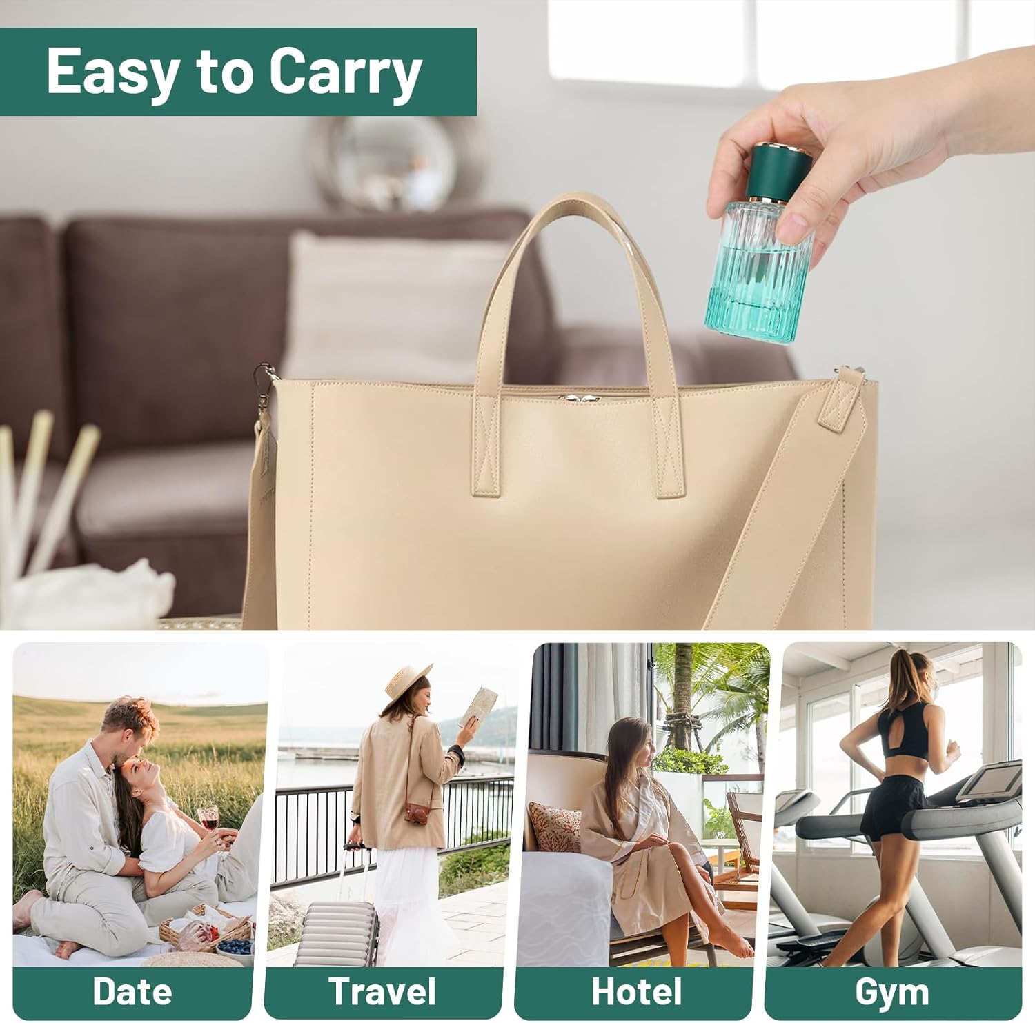 Segus Perfume Decanter, 2 Pcs 50Ml Glass Spray Bottle, Handbag Perfume Atomiser for Business Trips, Portable Fragrance Atomiser (Gradient Green) - Gradient Black + Gradient Green image number 6