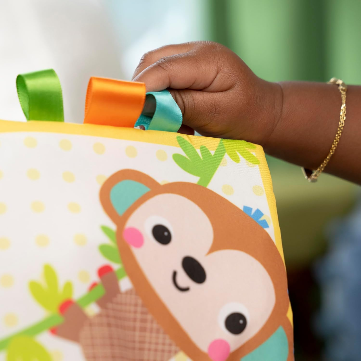 Bright Starts Safari Buddies Soft Book, Crinkle Plush Pages with Lion, Monkey, Elephant & More, Baby'S First Book, Unisex, Ages 0+ image number 1