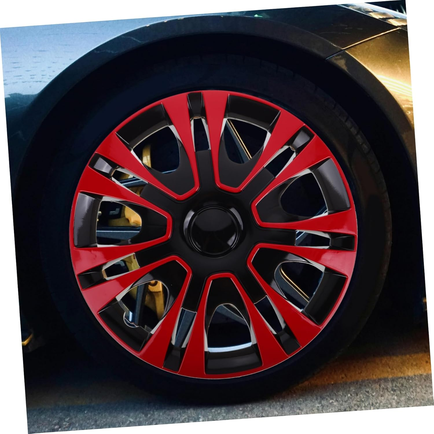 SOESFOUFU 13 Red Hubcaps for Car Wheels Durable Wheel Center Caps for Vehicle Accessories Easy Installation Rim Covers for Conditions image number 5