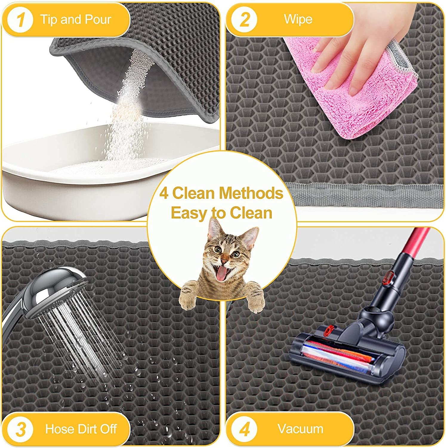 AHYUANBA Cat Litter Mat,Litter Box Mat,Cat Litter Mat Litter Trapping Mat, Urine and Water Proof Material,Easy to Clean and Wash image number 5