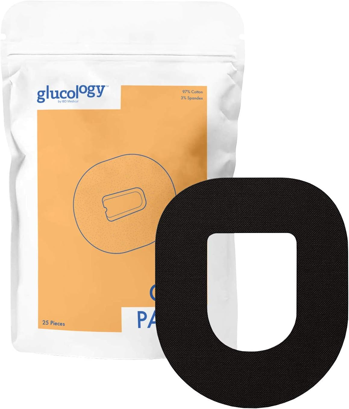 Glucology CGM Patches Compatible with Omnipod (Black) | 25 Pack | Waterproof & Hypoallergenic Adhesive Patch