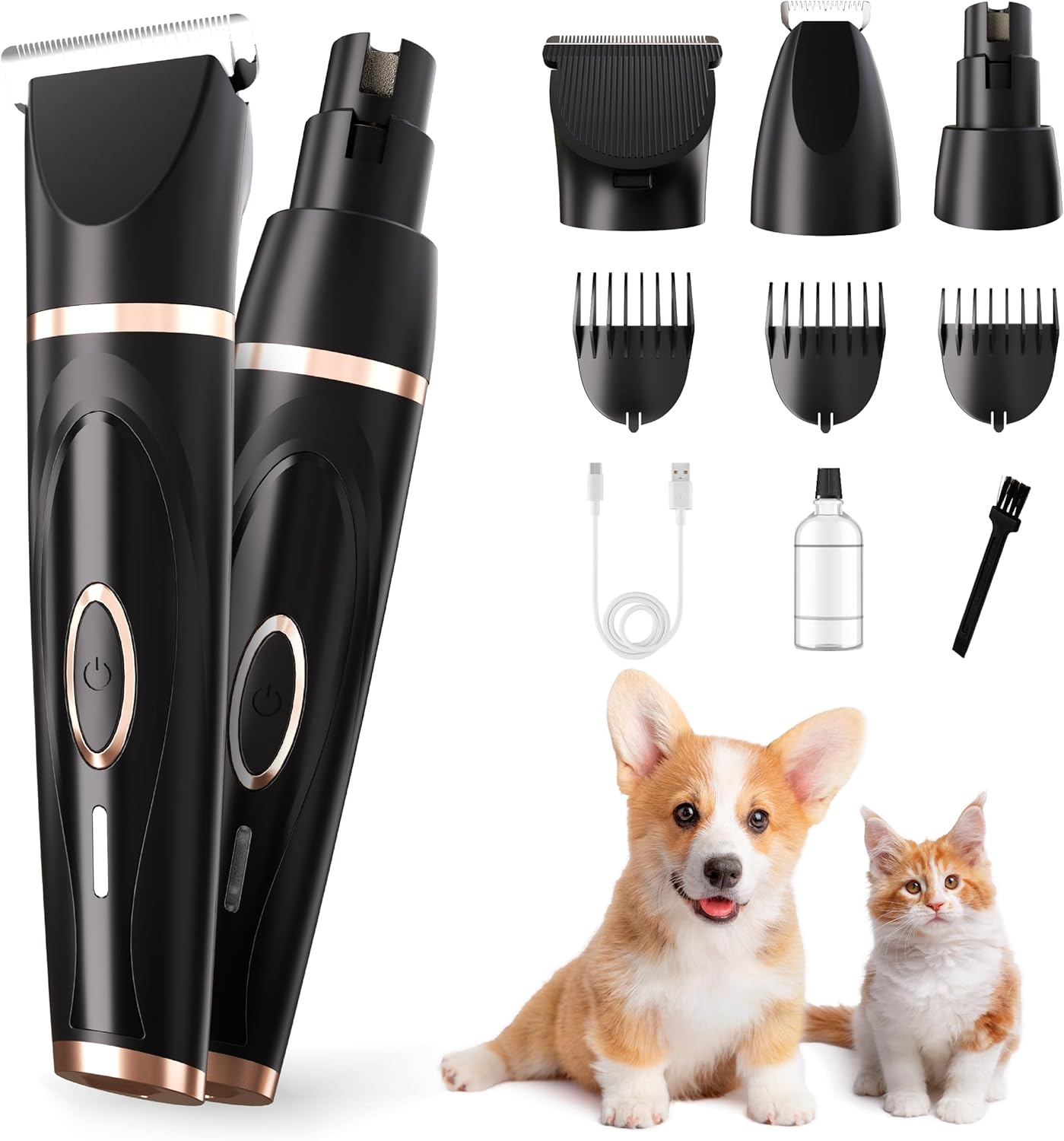 Dog Grooming Kit 3 in 1 Dog Clippers for Grooming Supplies, Cordless Electric Pet Nail Grinder Cat Paw Trimmer Professional Long Hair Shaver Set for Cat Matted Hair and Small Dogs Thick Coats image number 4