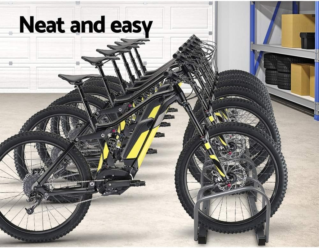 Weisshorn 6 Bike Stand Storage Rack, Road Bikes Holder Foot Floor Parking Stands Balance Bicycle Storages Outdoor Garage Park Tool Cycling Equipment, Steel Construction Silver image number 6