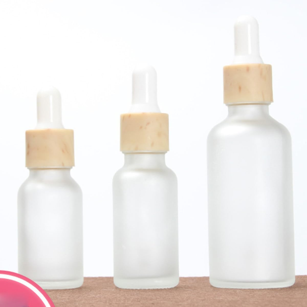 FIXOSHEE 5Pcs 15Ml Frosted Glass Cosmetics Dropper Bottles with Silicone Tops for Hyaluronic Acid and Travel Subpackaging