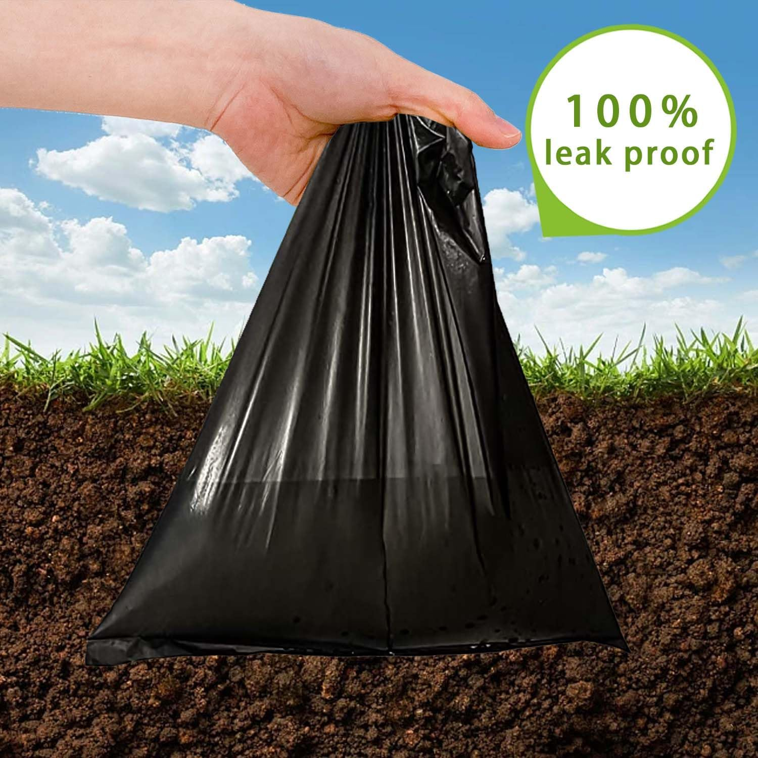 Aitodos&reg; 30 X 21.5Cm PE Material Portable Black Dog Poo Bags (6 Rolls, 15 per Roll) image number 1