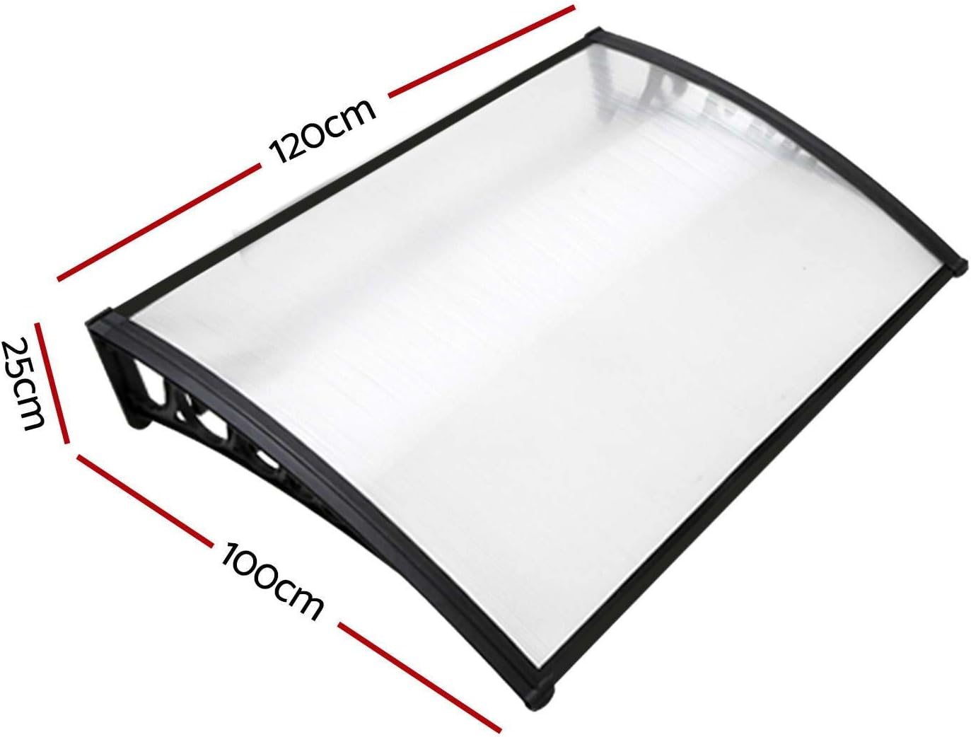 Instahut Window Awning Brown PC Panel with Black Bracket Outdoor Door Canopy Sun Shade Shelter, Patio Terrace Garden Baconly Porch Shield Rain Snow Eaves Cover Protector, 1Mx1.2M DIY image number 3