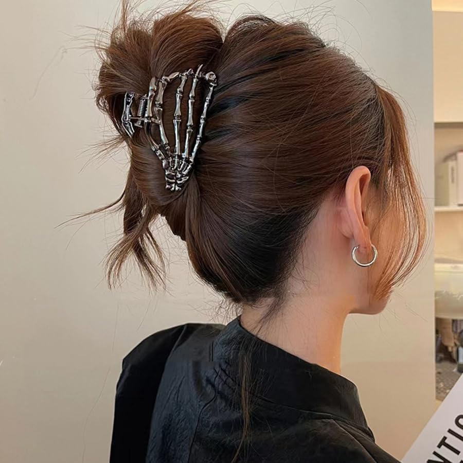 Pack of 3 Metal Hair Clips, Spider Hair Clips, Skull Claw Hair Clip, Non-Slip Claw Clip, Gothic Hair Clips, for Women, Girls, Halloween Hair Styling Accessories (B) image number 5