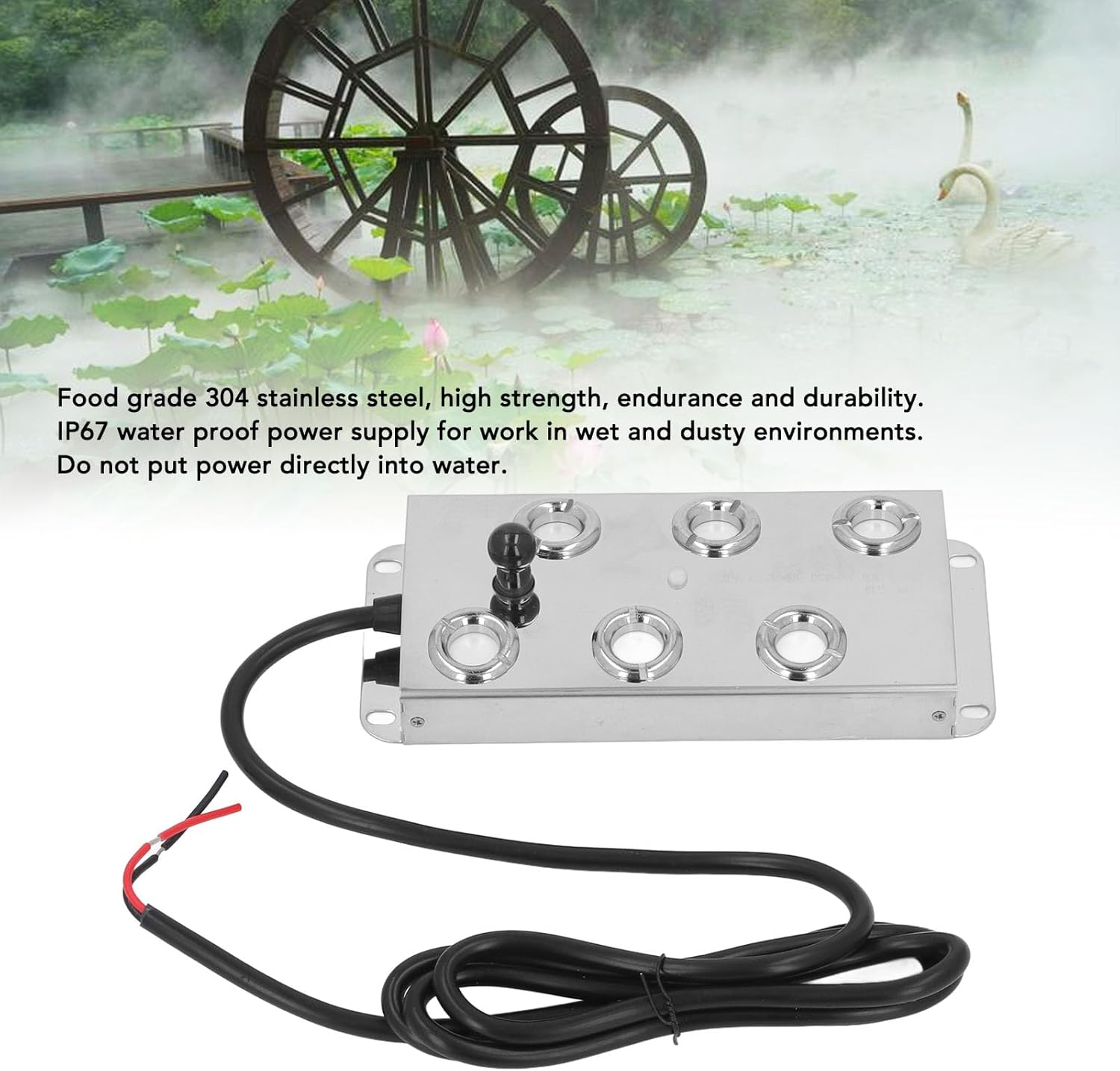 Ultrasonic Mist Maker Fogger 6 Head, IP67 Waterproof Mist Maker Fogger, Stainless Steel Ultrasonic Fog Humidifier with Independent Fusing, for Landscape Garden image number 4