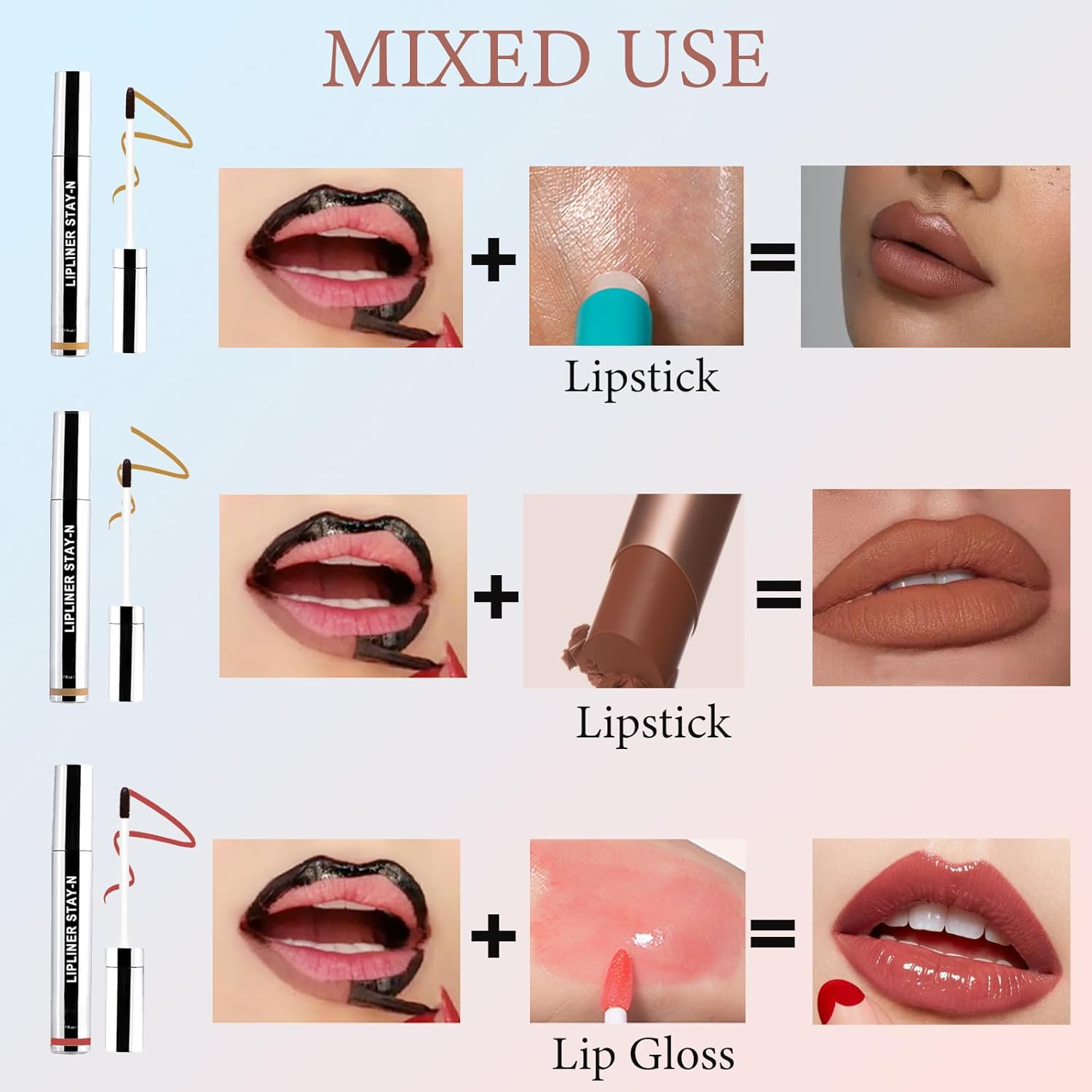 Aaiffey Lip Liner Stain Peel Off,Long Lasting Lip Stain Peel off Waterproof Lip Tint Stain Non-Stick Cup Natural Lip Makeup (01#Nude+03#Rose) - 01+03 image number 2