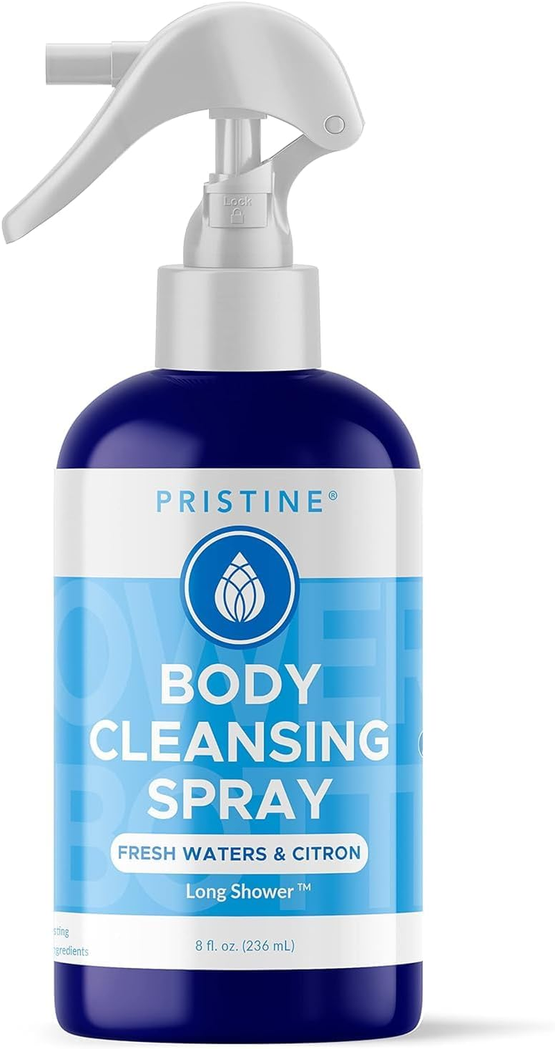 PRISTINE Rinse Free Waterless Body Cleansing Spray: Rinse Free Wash and Body Spray for Women and Men - a More Natural, Portable Shower and Wipes Alternative - Fresh Waters & Citron image number 3