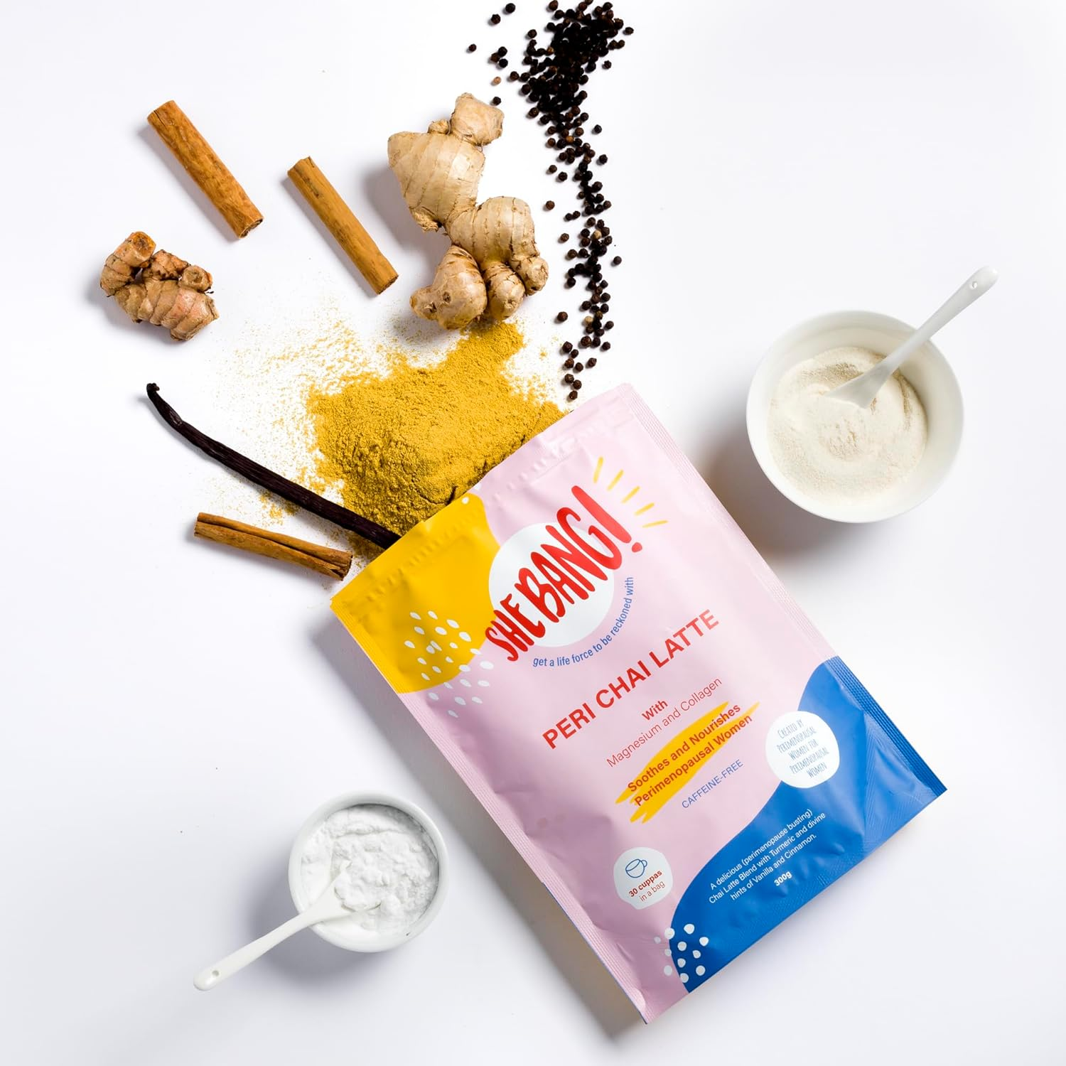 Shebang! Woman Peri Chai Latte with Magnesium and Collagen - Soothes and Nourishes Perimenopausal & Menopausal Women