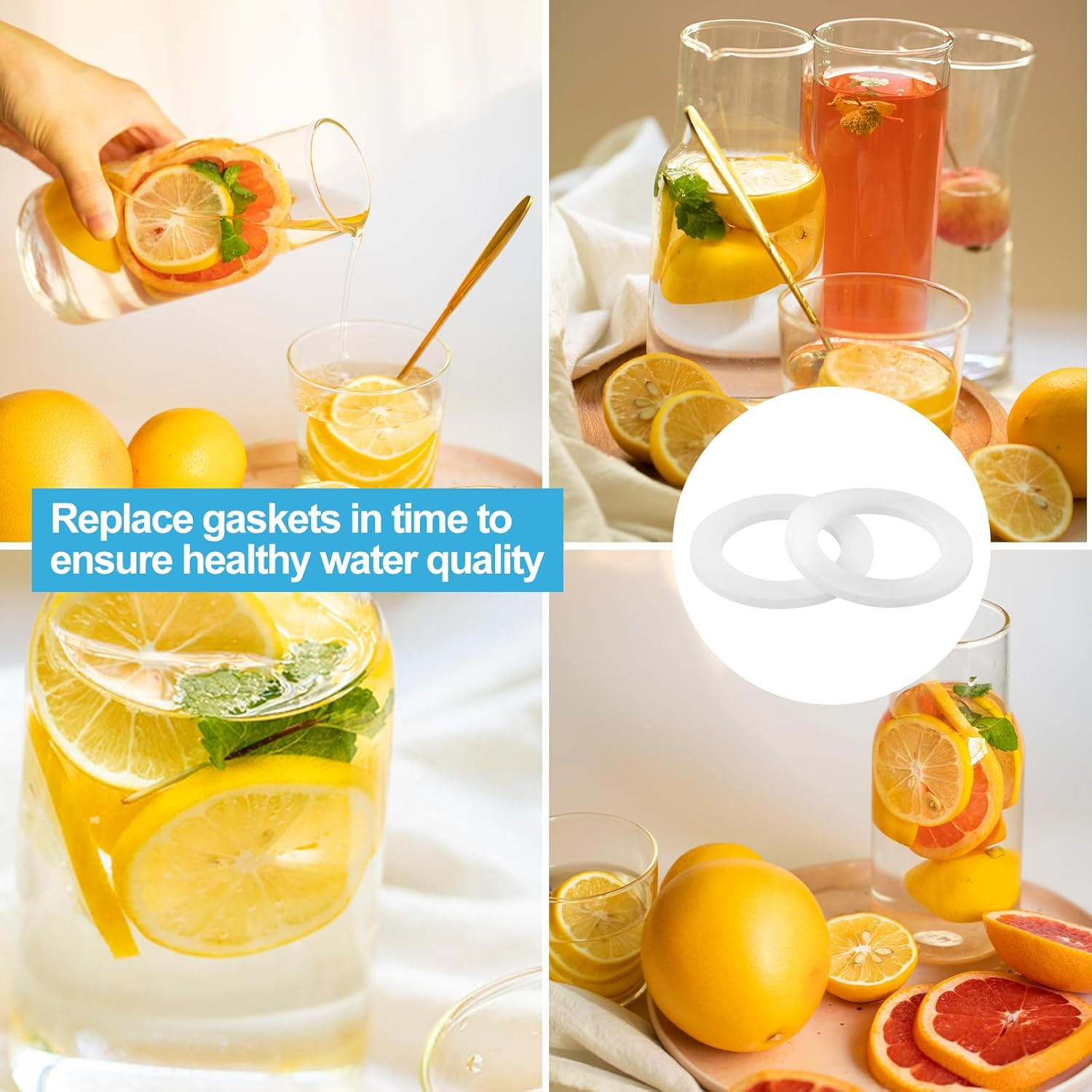 6Pcs Gasket Replacements for Sodastream Bottle, White Silicone Bottle O Ring Compatible with Sodastream Water Bottle Sealing Gasket Replacement for PET Bottle & Plastic Bottle image number 3