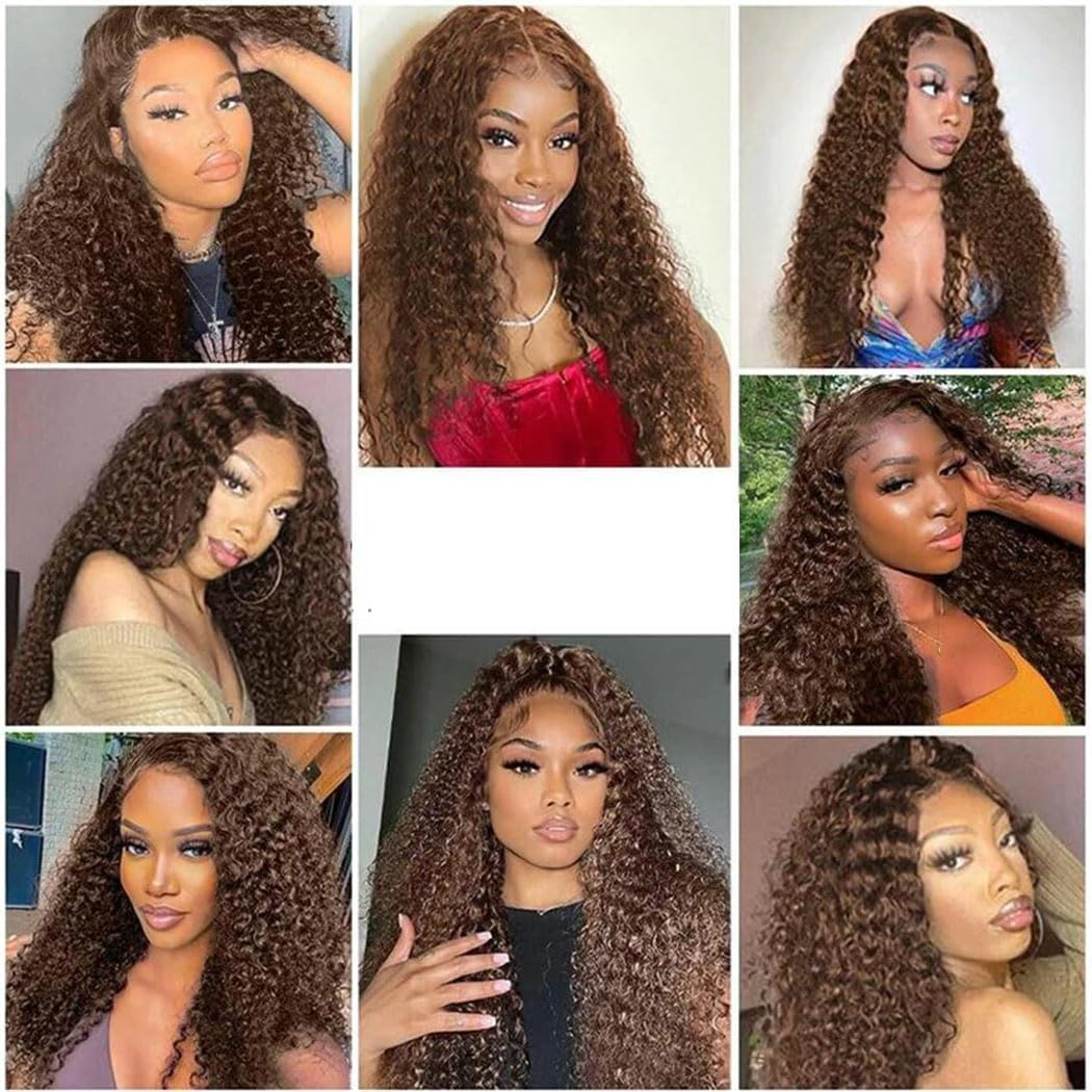 Women 20-40 Inch Deep Wave Lace Front Human Hair Wig Curly Water Wave Brazilian Long Wig for Wedding Party(13X4 Frontal Wig,26In#250) image number 2