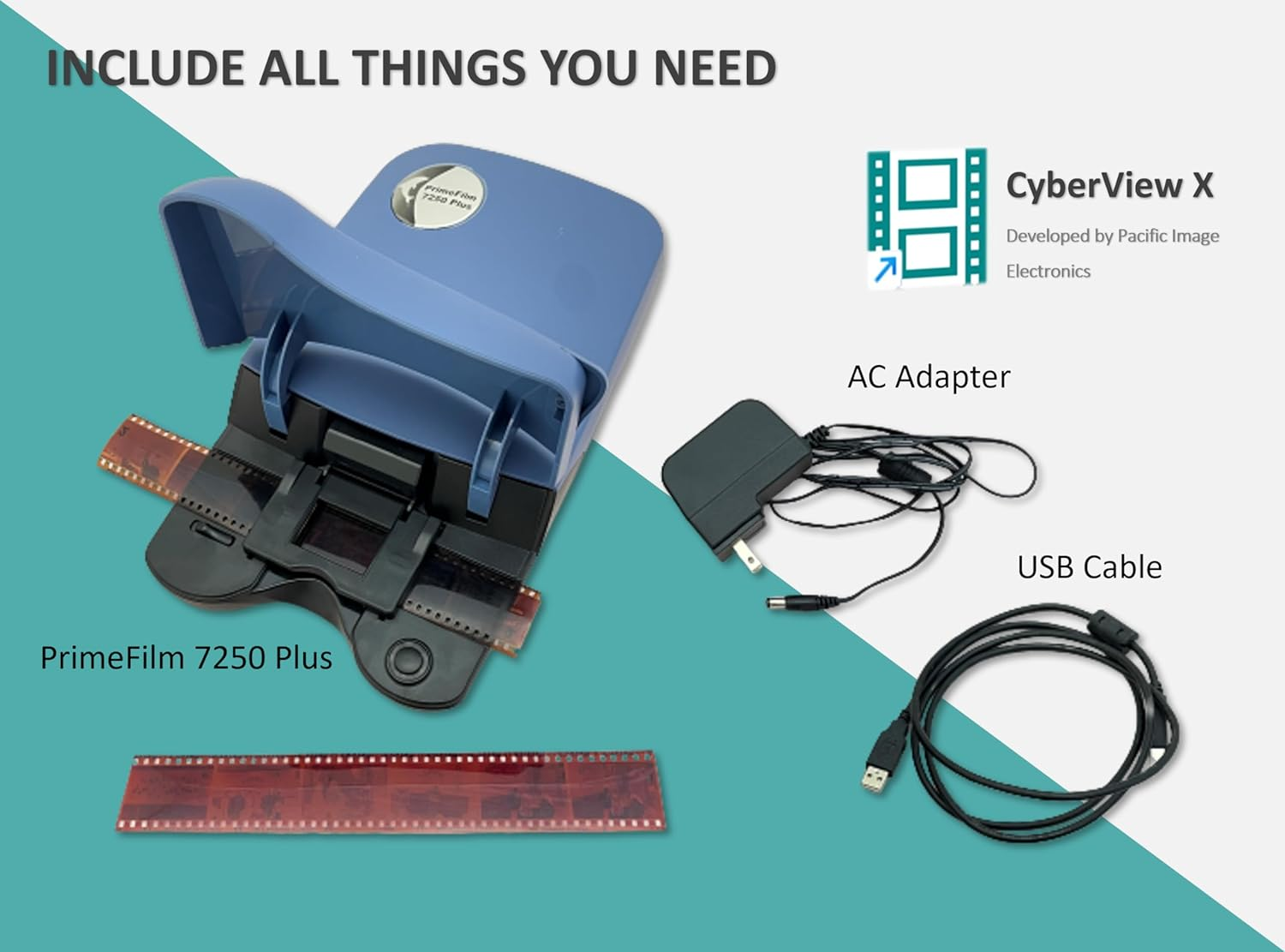 Pacific Image Electronics Primefilm 7250 plus Film Scanner. All Manual Operation, 35Mm or 135 Film & Slide Scanner. Faster Scan Speed. 7,200 Dpi/48-Bit True Color. 3.9 Dynamic Range. Mac/Pc. image number 1