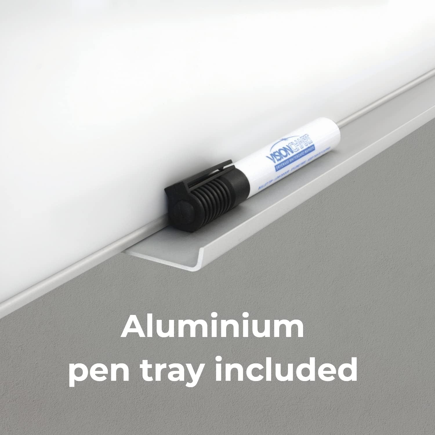 Visionchart Slim Edge Magnetic Whiteboard 1500 Mm X 1200 Mm, Minimalist Frame Whiteboard for Wall with Detachable Aluminium Pen Tray